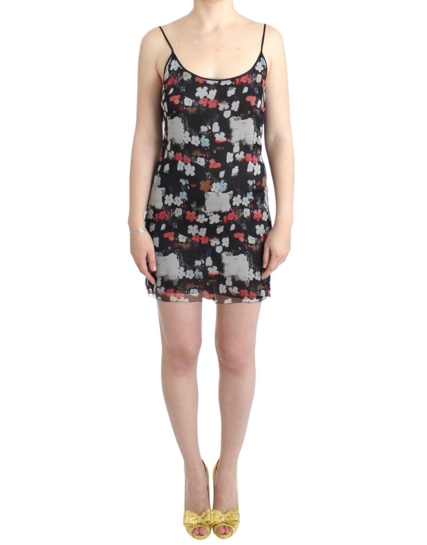 Minikleid aus Seide mit Blumenmuster