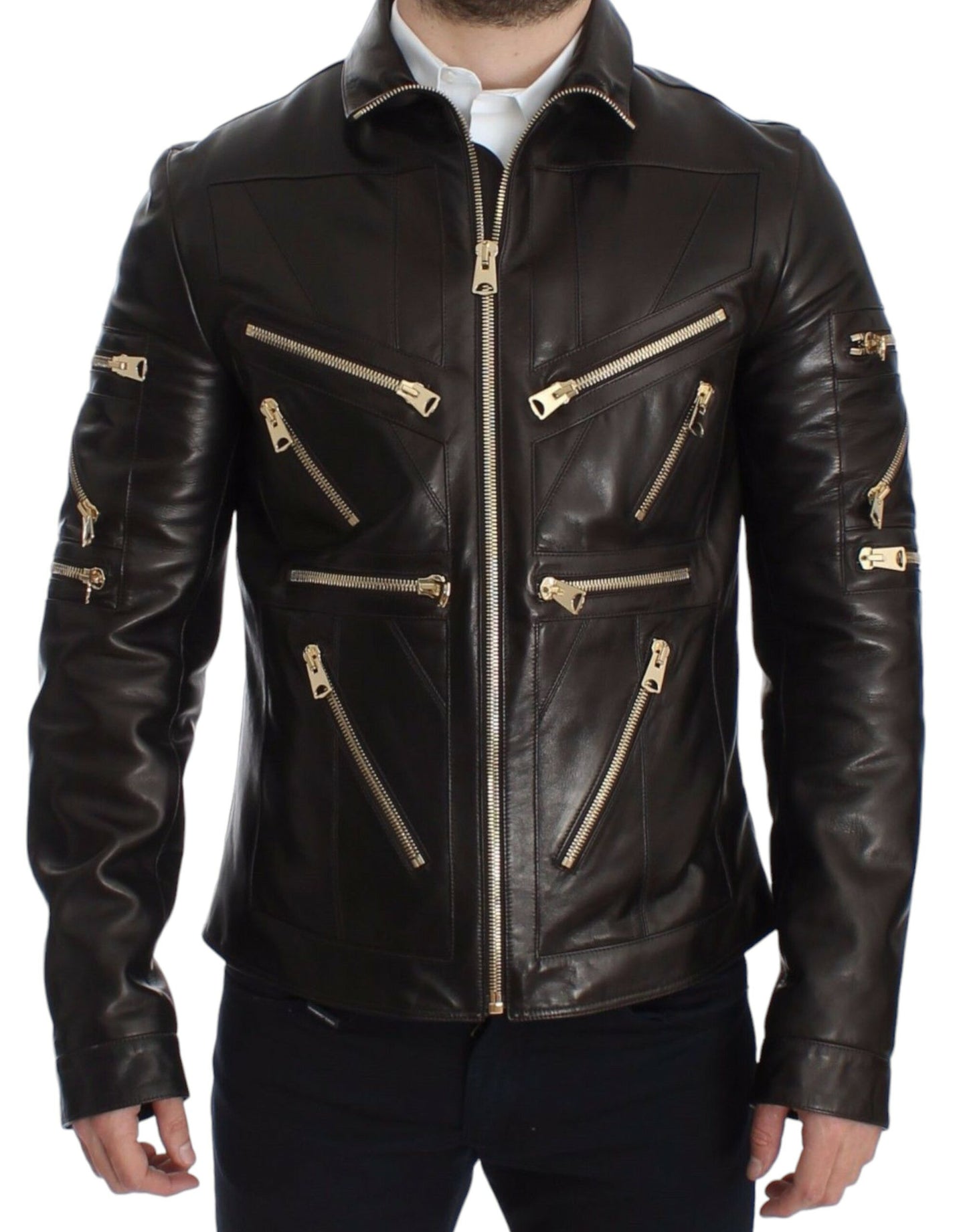 Braune Reißverschlussjacke aus Lammleder