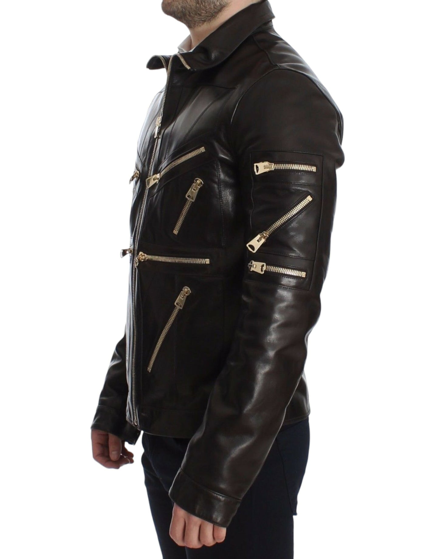 Braune Reißverschlussjacke aus Lammleder