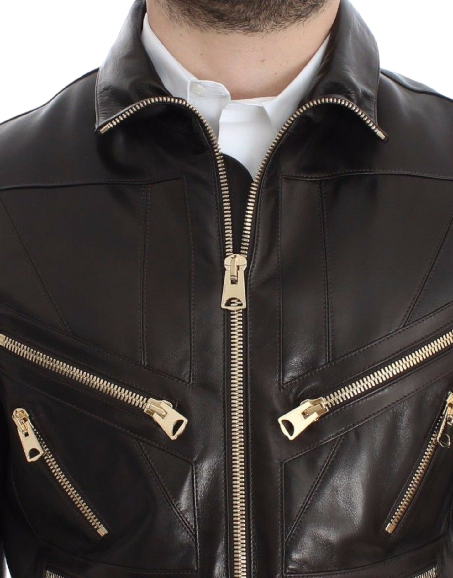 Braune Reißverschlussjacke aus Lammleder