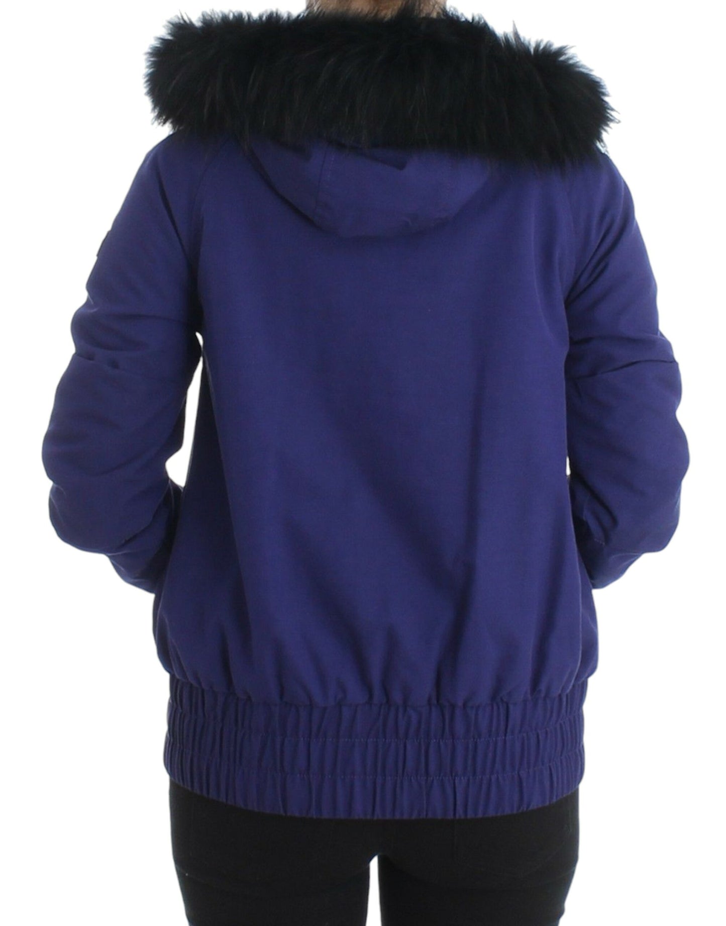 Blaue, wattierte Jacke mit Kapuze, kurz, K-Way