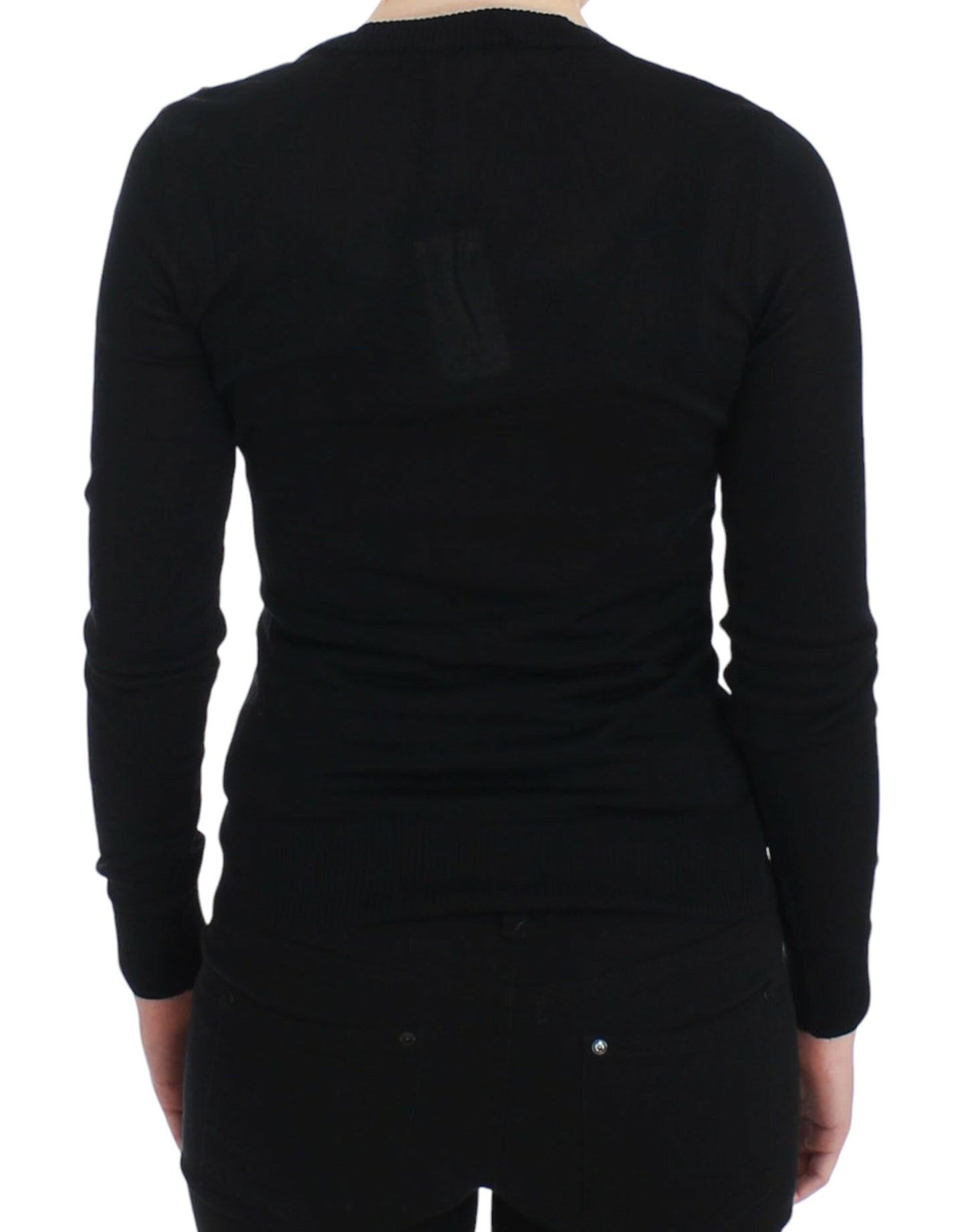 Schwarzer Kaschmirpullover mit Rundhalsausschnitt