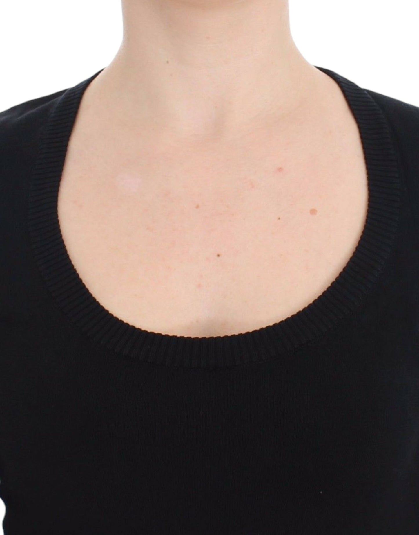 Schwarzer Kaschmirpullover mit Rundhalsausschnitt