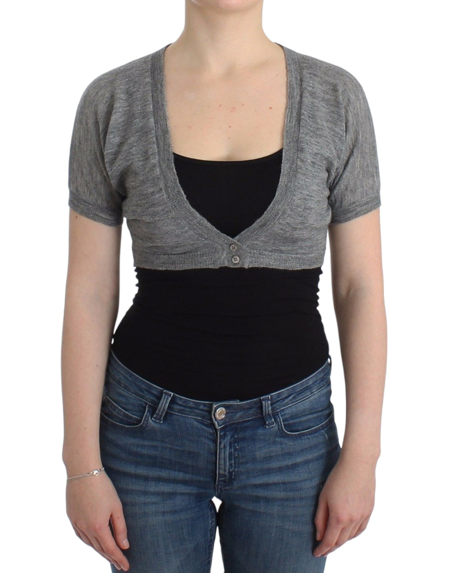 Dessous Strick Grau Bolero Pullover Cardigan