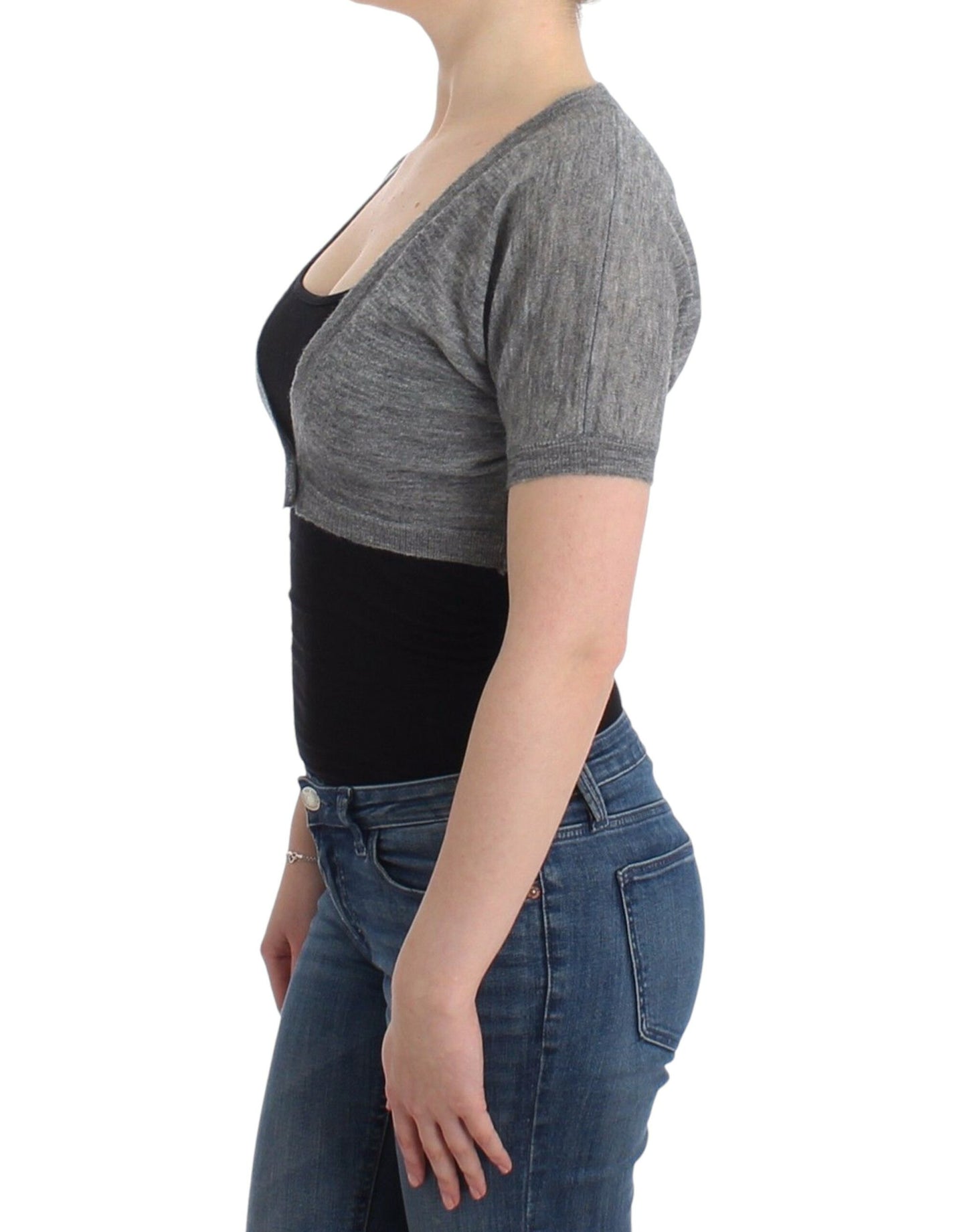 Dessous Strick Grau Bolero Pullover Cardigan