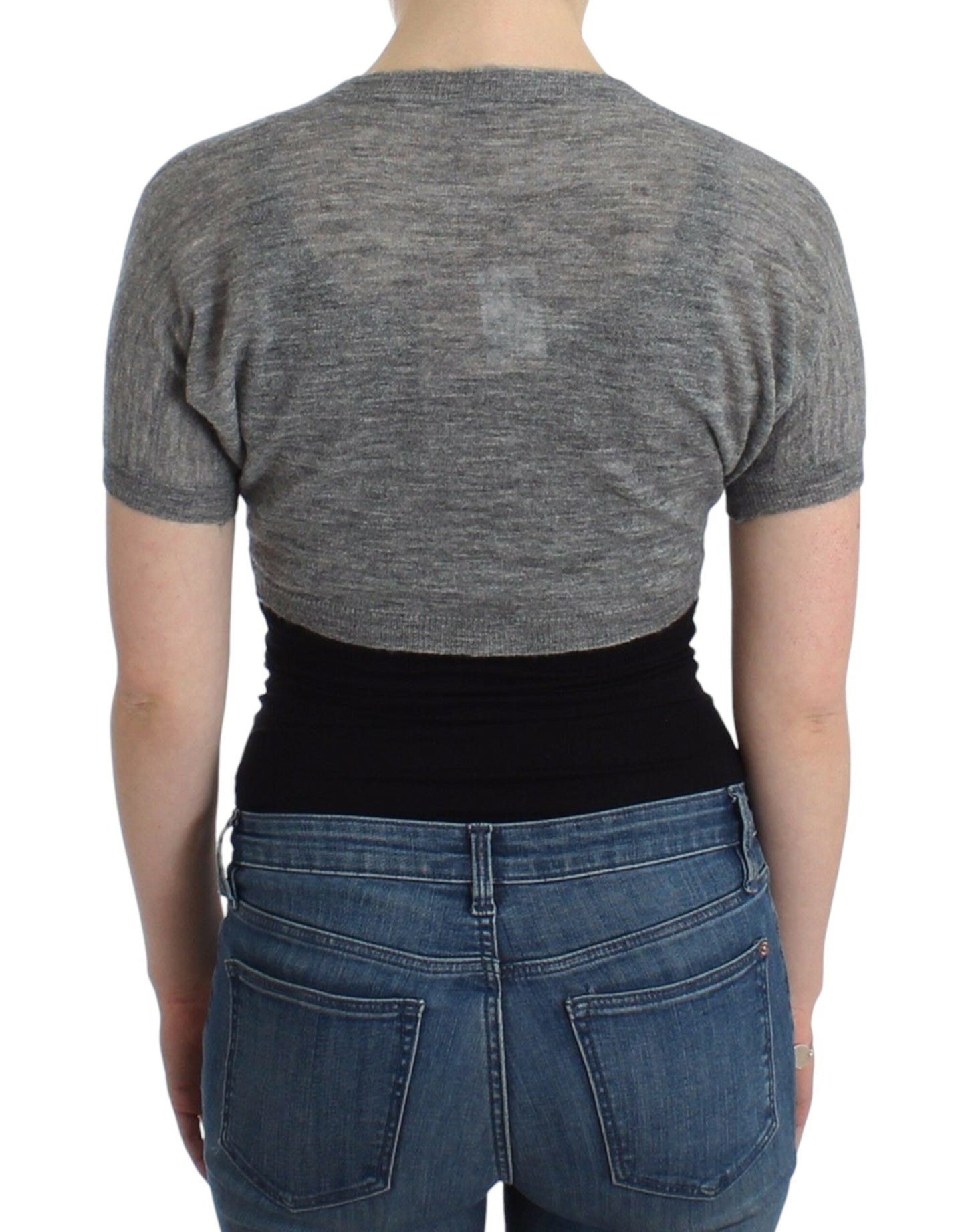 Dessous Strick Grau Bolero Pullover Cardigan