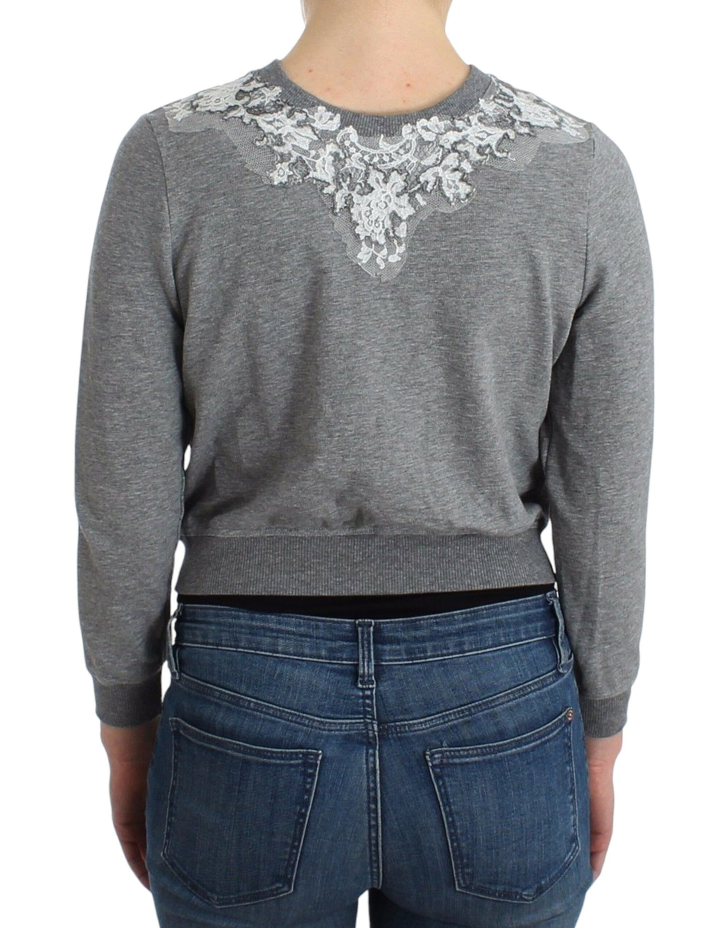 Dessous Grauer Spitzenpullover Cardigan Top