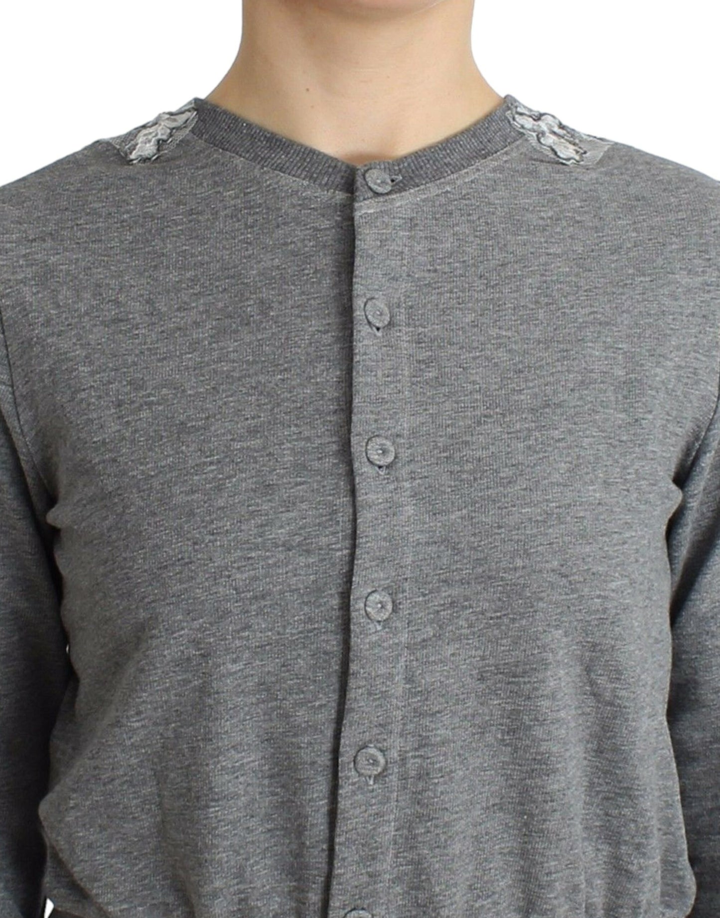 Dessous Grauer Spitzenpullover Cardigan Top
