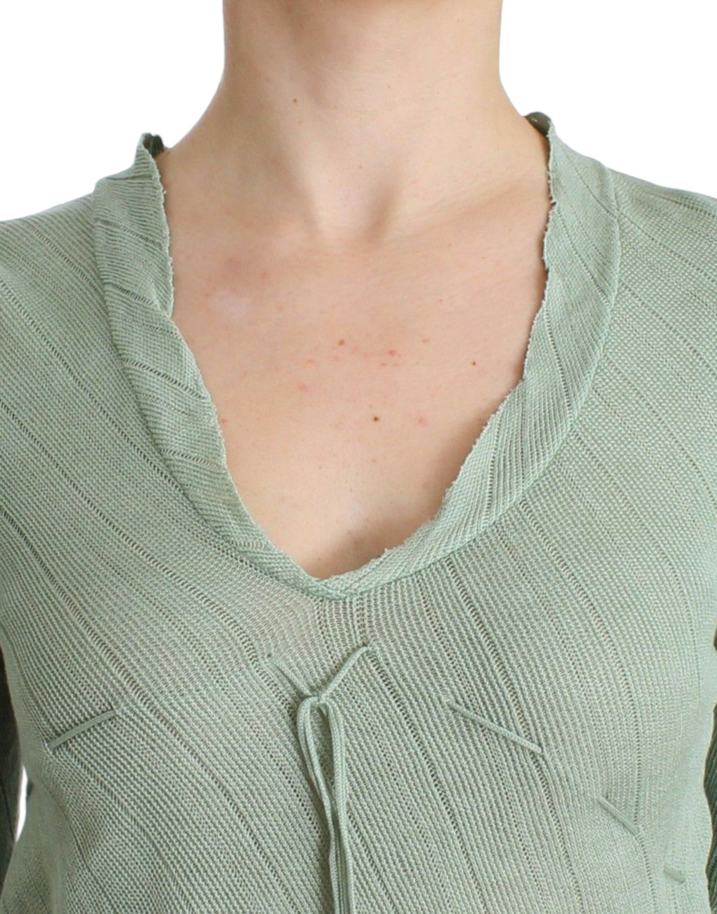 Grüne leichte Strickpullover-Oberteilbluse