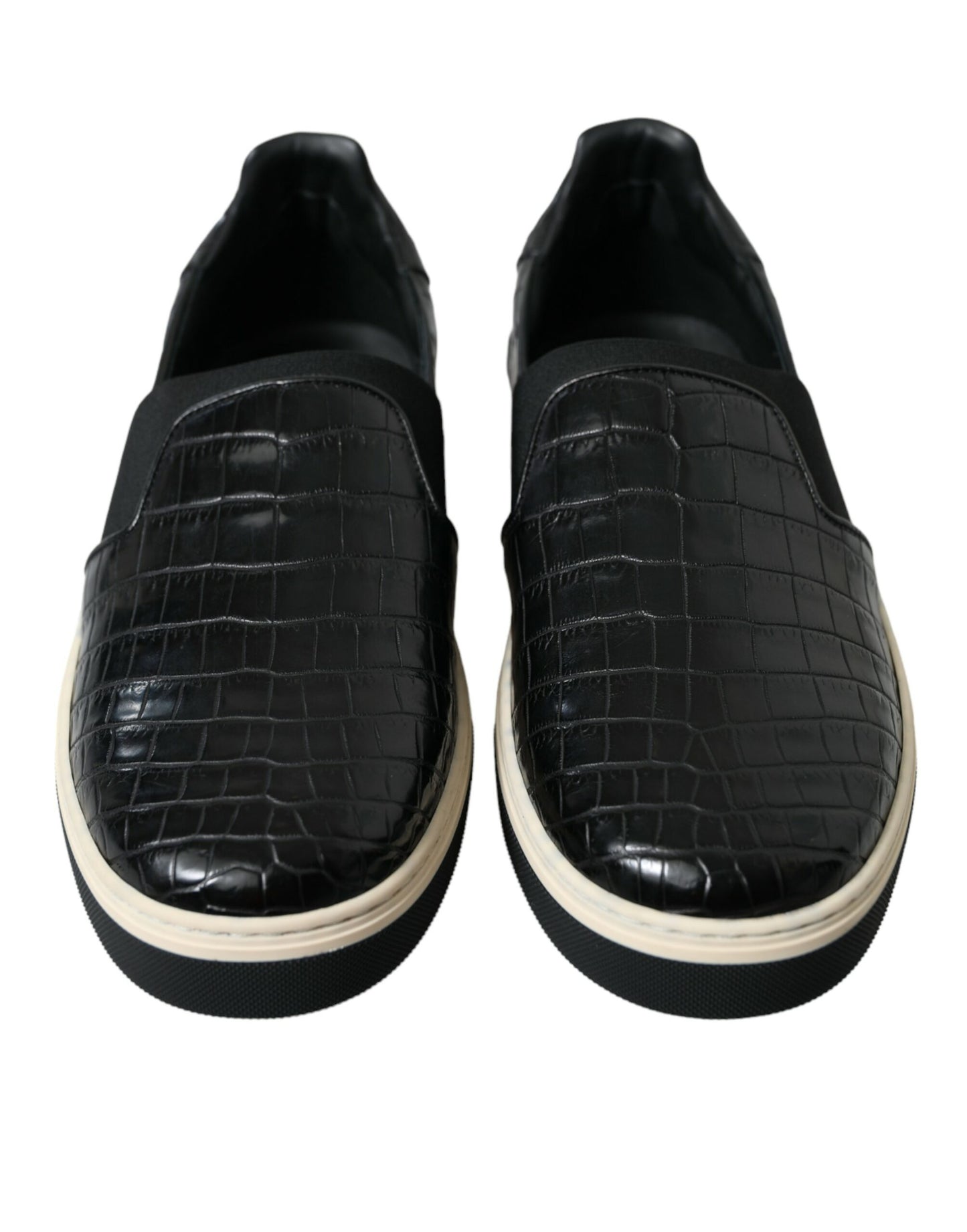 Schwarze Krokodil-Sneakers aus exotischem Leder