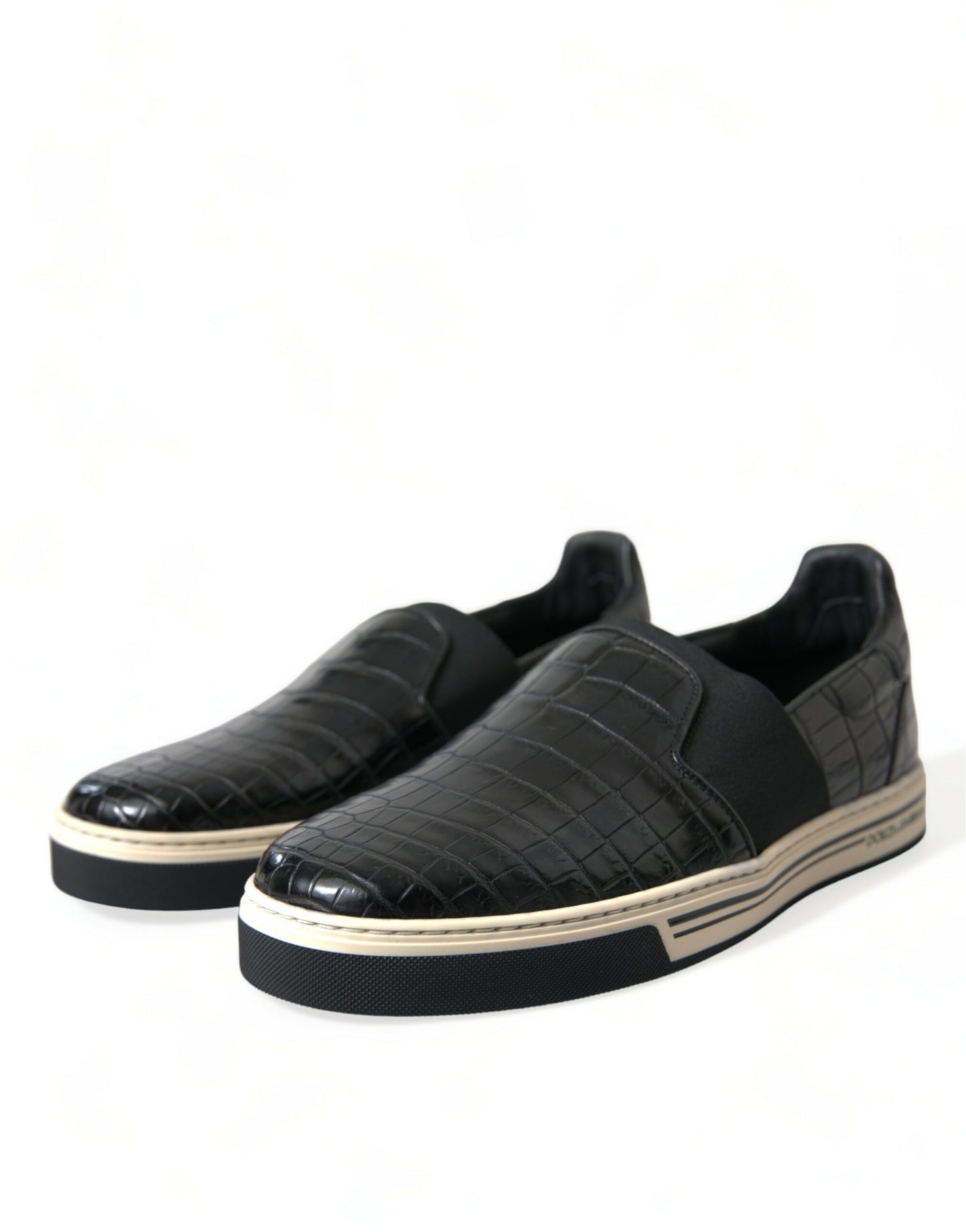Schwarze Krokodil-Sneakers aus exotischem Leder