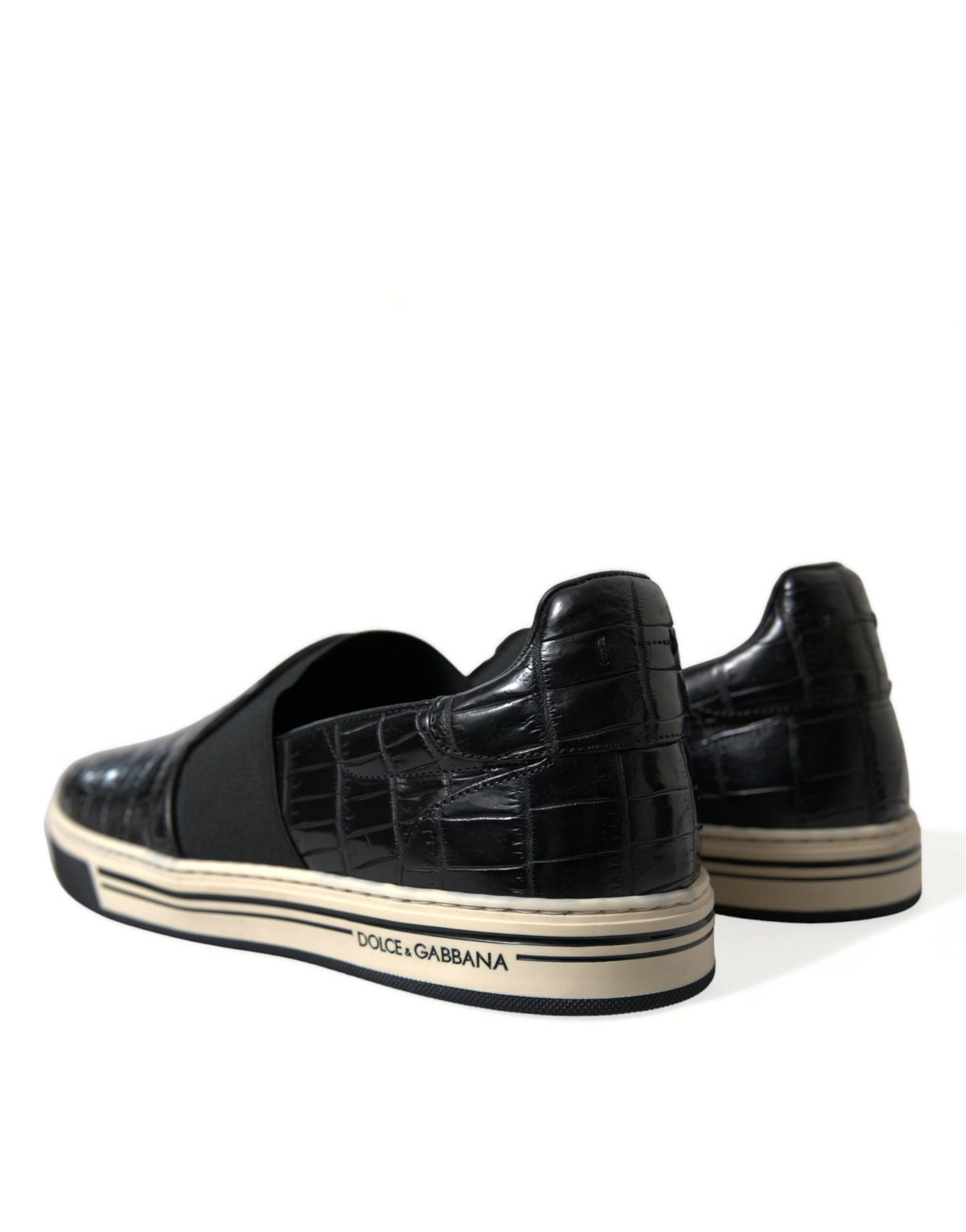 Schwarze Krokodil-Sneakers aus exotischem Leder
