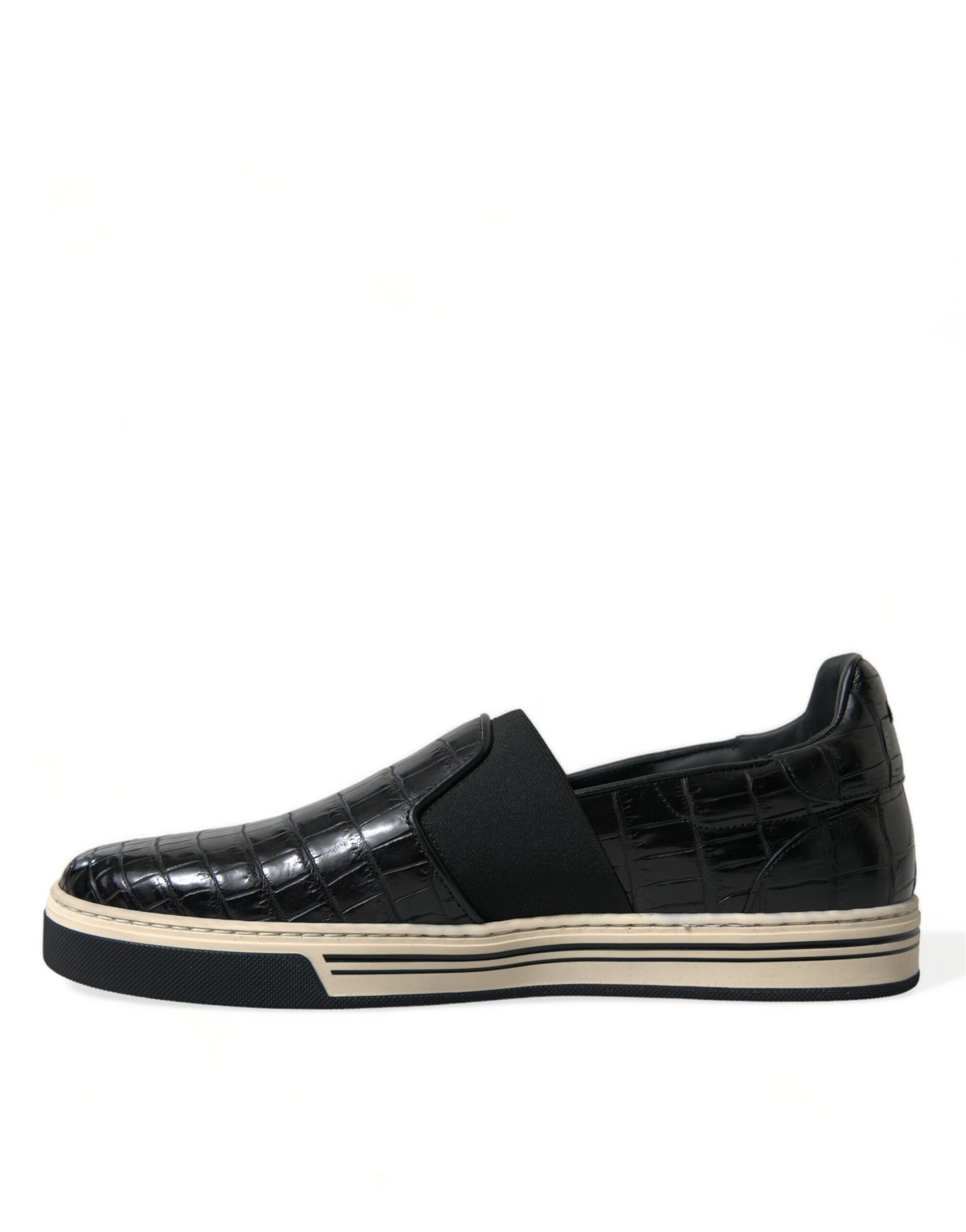 Schwarze Krokodil-Sneakers aus exotischem Leder