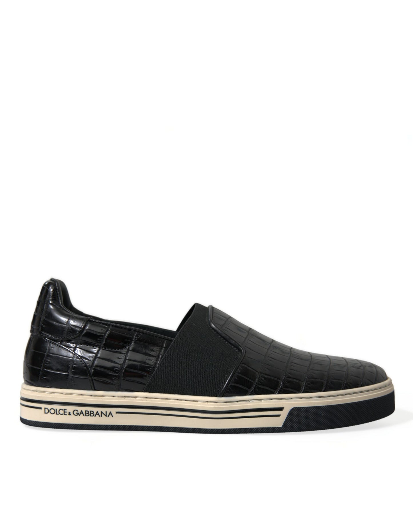Schwarze Krokodil-Sneakers aus exotischem Leder