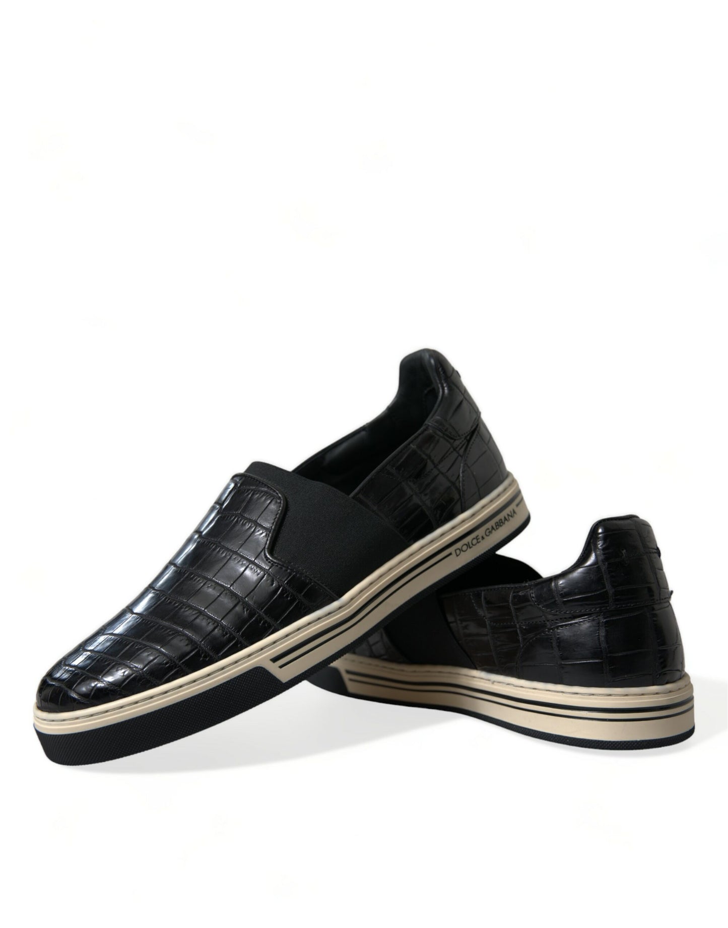 Schwarze Krokodil-Sneakers aus exotischem Leder
