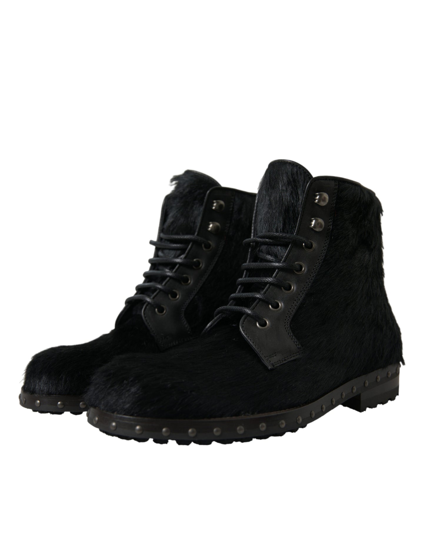 Schwarze Stiefeletten aus Leder im Pony-Stil mit halbhohem Schaft