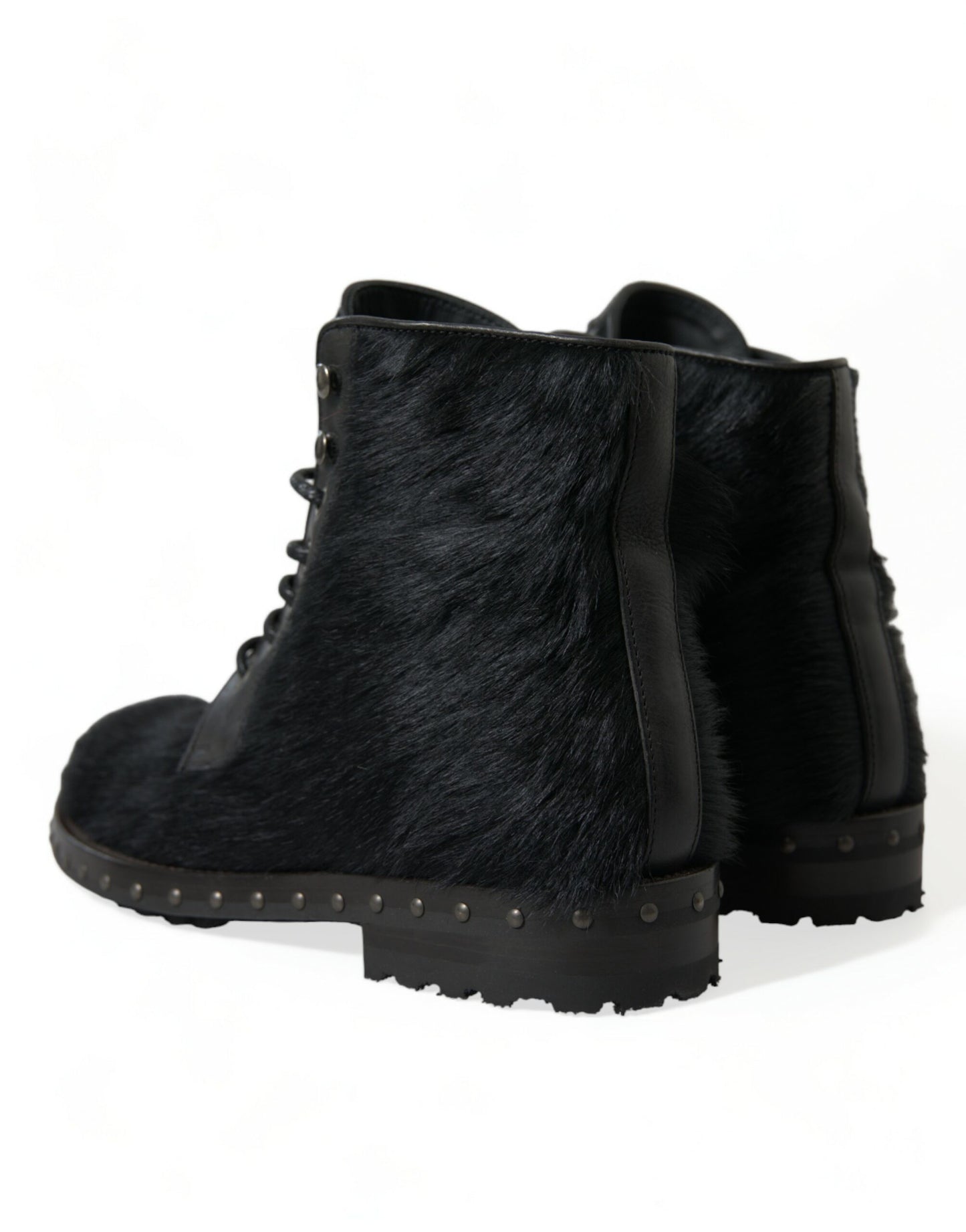 Schwarze Stiefeletten aus Leder im Pony-Stil mit halbhohem Schaft