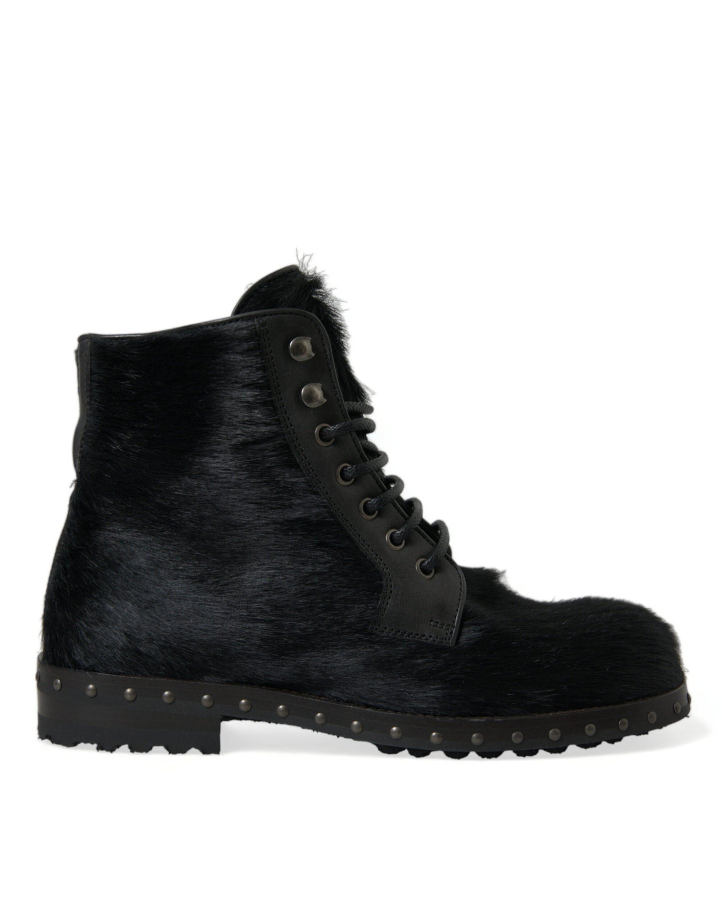 Schwarze Stiefeletten aus Leder im Pony-Stil mit halbhohem Schaft
