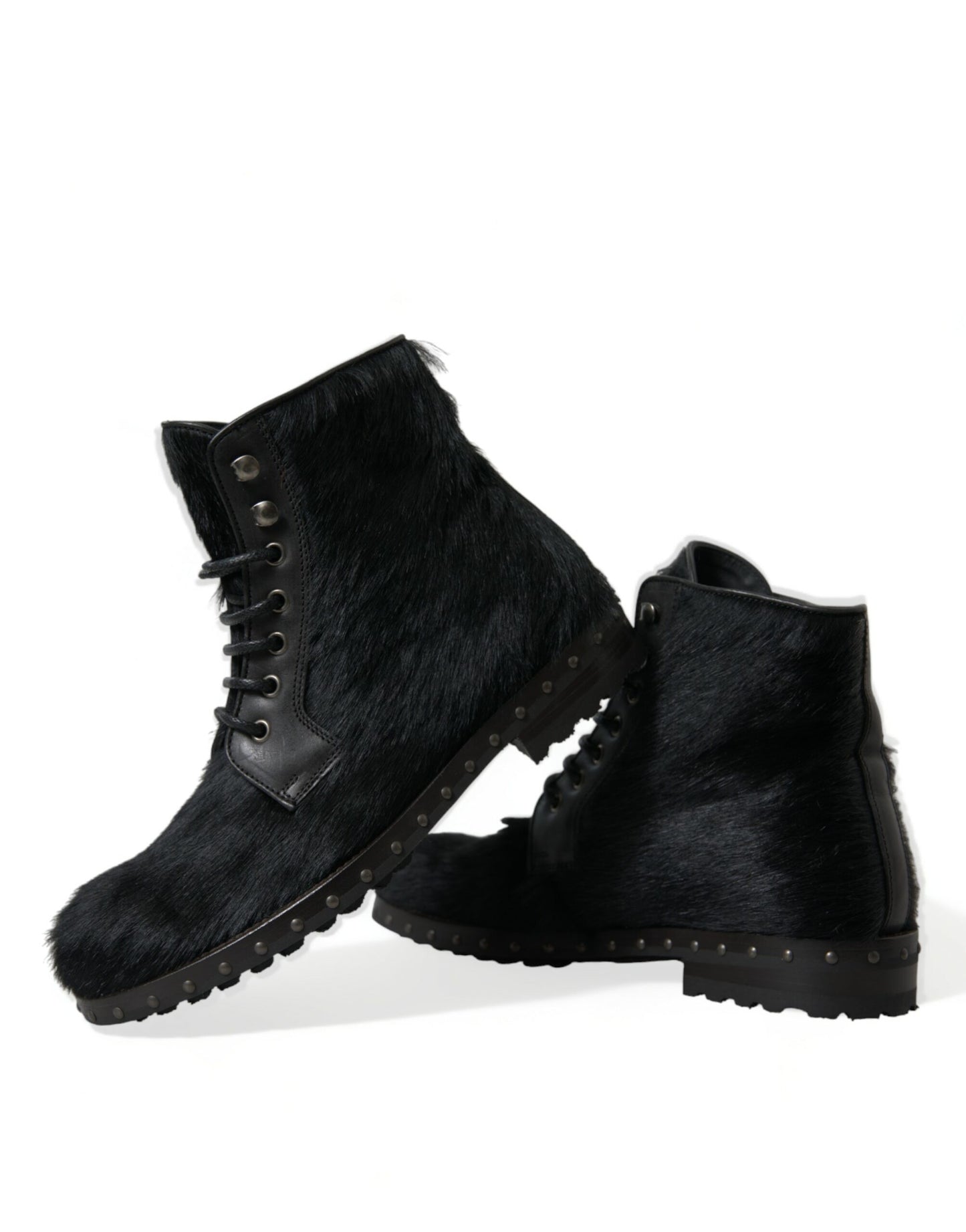 Schwarze Stiefeletten aus Leder im Pony-Stil mit halbhohem Schaft