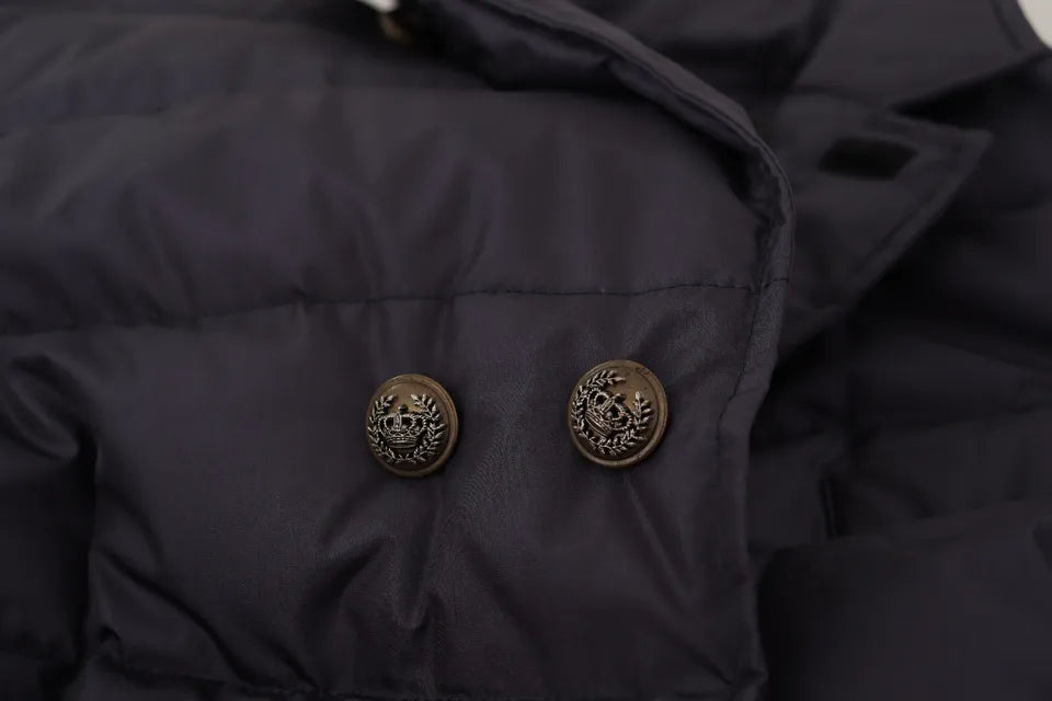 Blauer Seidenziegenmantel Blouson Winterjacke