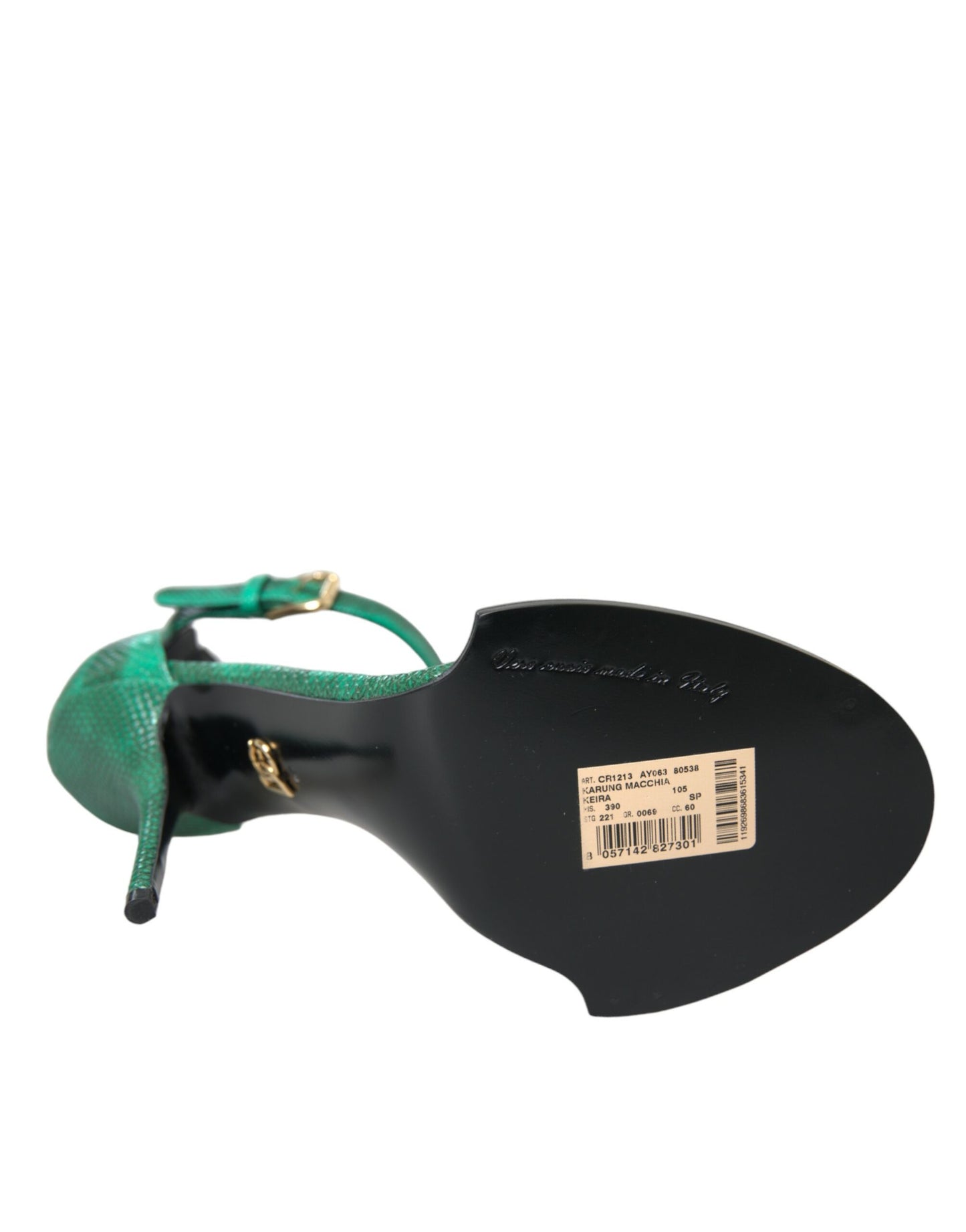 Grüne Sandalen aus exotischem Leder mit Kristallen