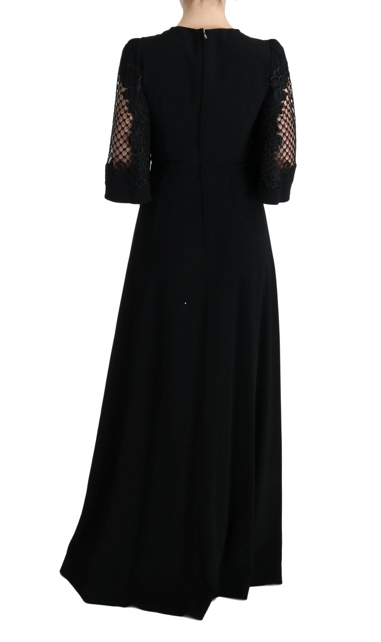 Schwarzes, langes Stretch-Maxikleid im Etui-Stil