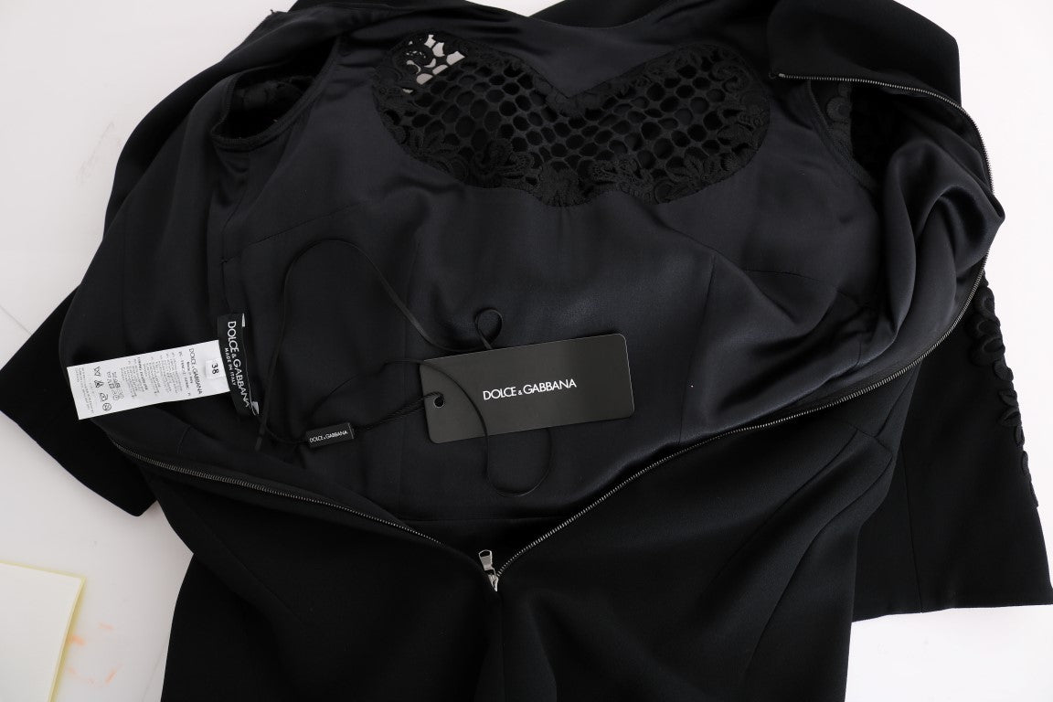 Schwarzes, langes Stretch-Maxikleid im Etui-Stil