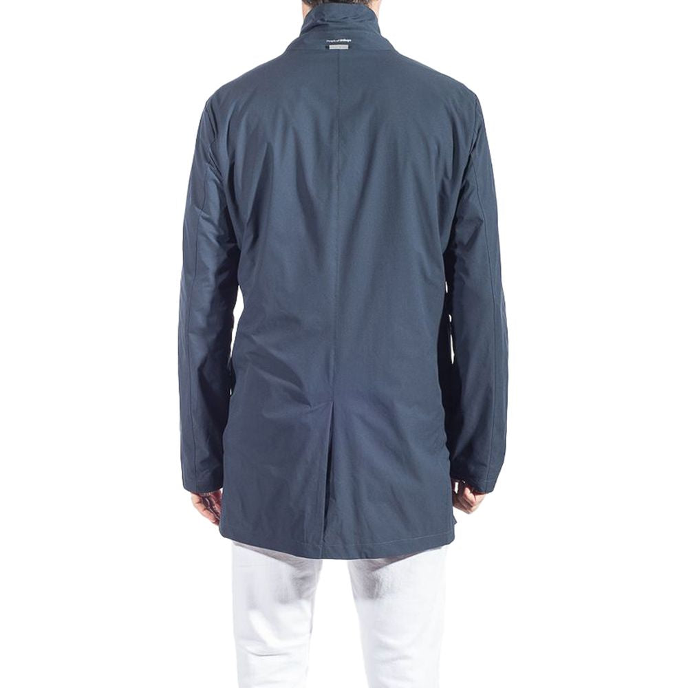 Blauer Trenchcoat aus recyceltem Polyester für Herren