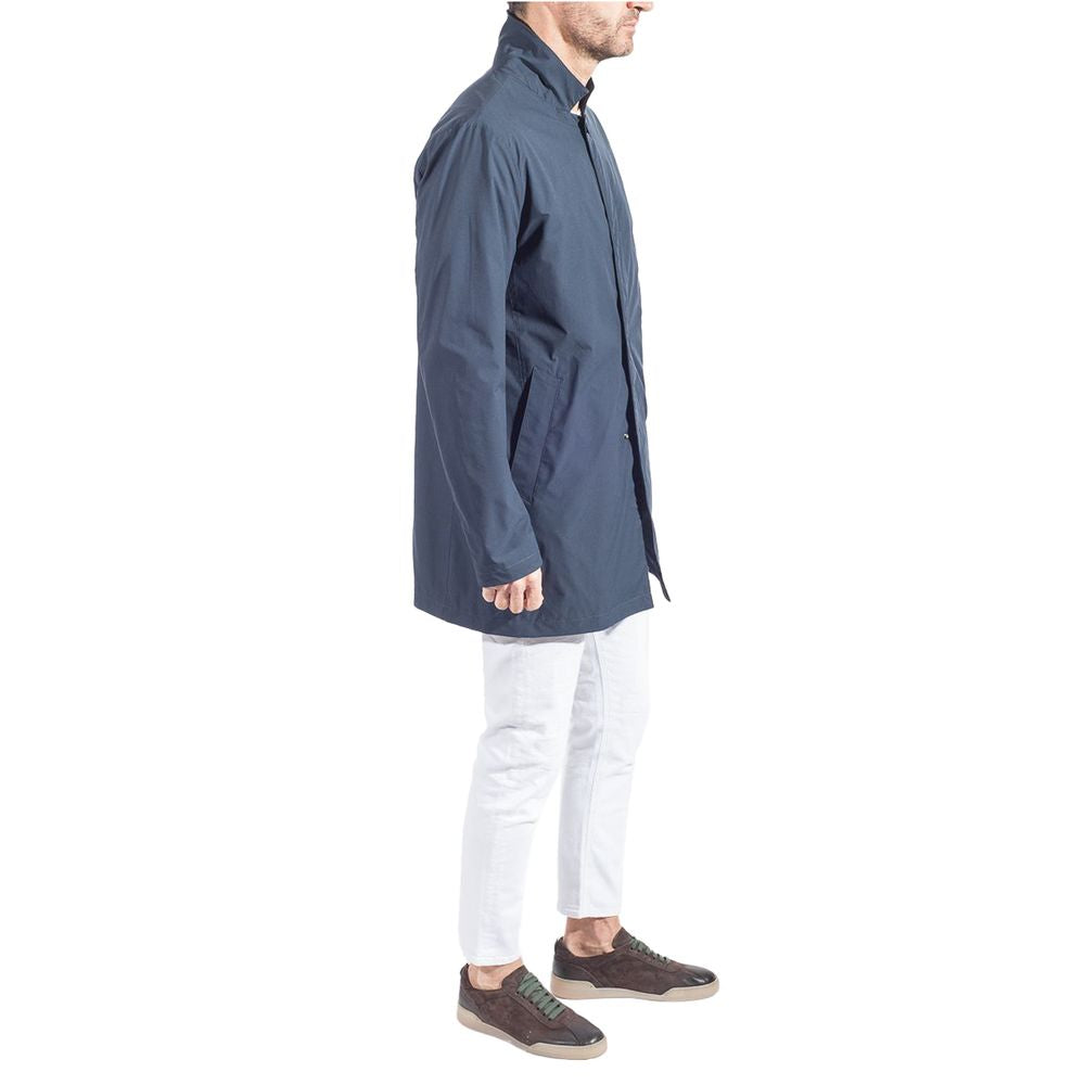Blauer Trenchcoat aus recyceltem Polyester für Herren