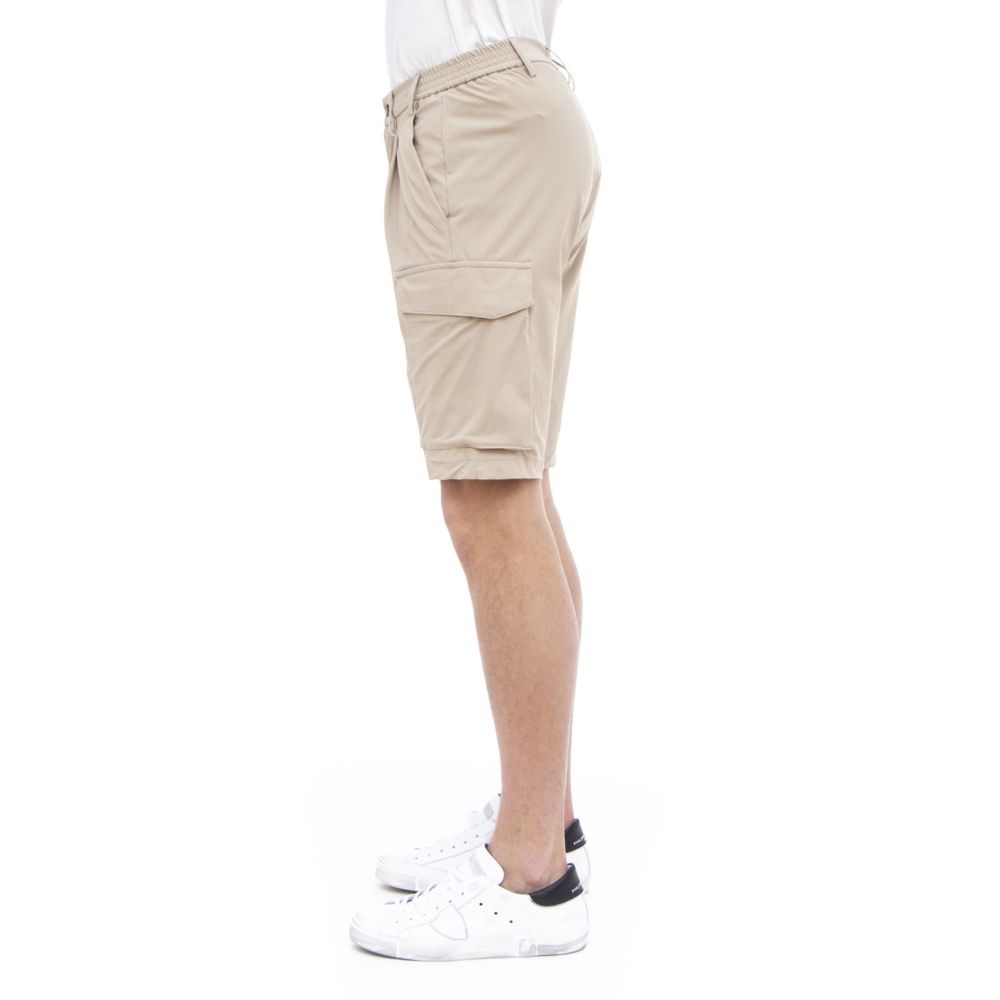 Beigefarbene Stretch-Bermuda-Cargoshorts