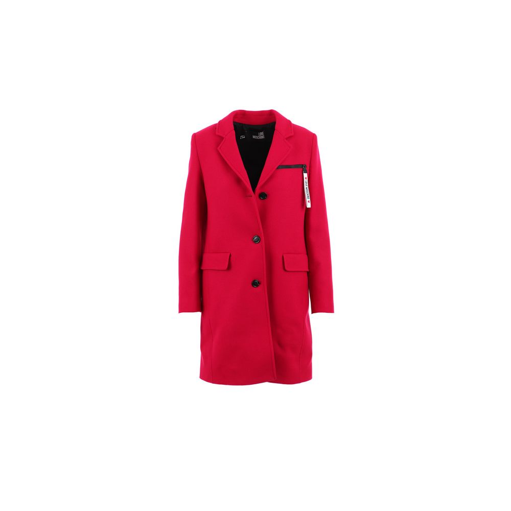Schicker rosa Wollmantel mit Logodetails