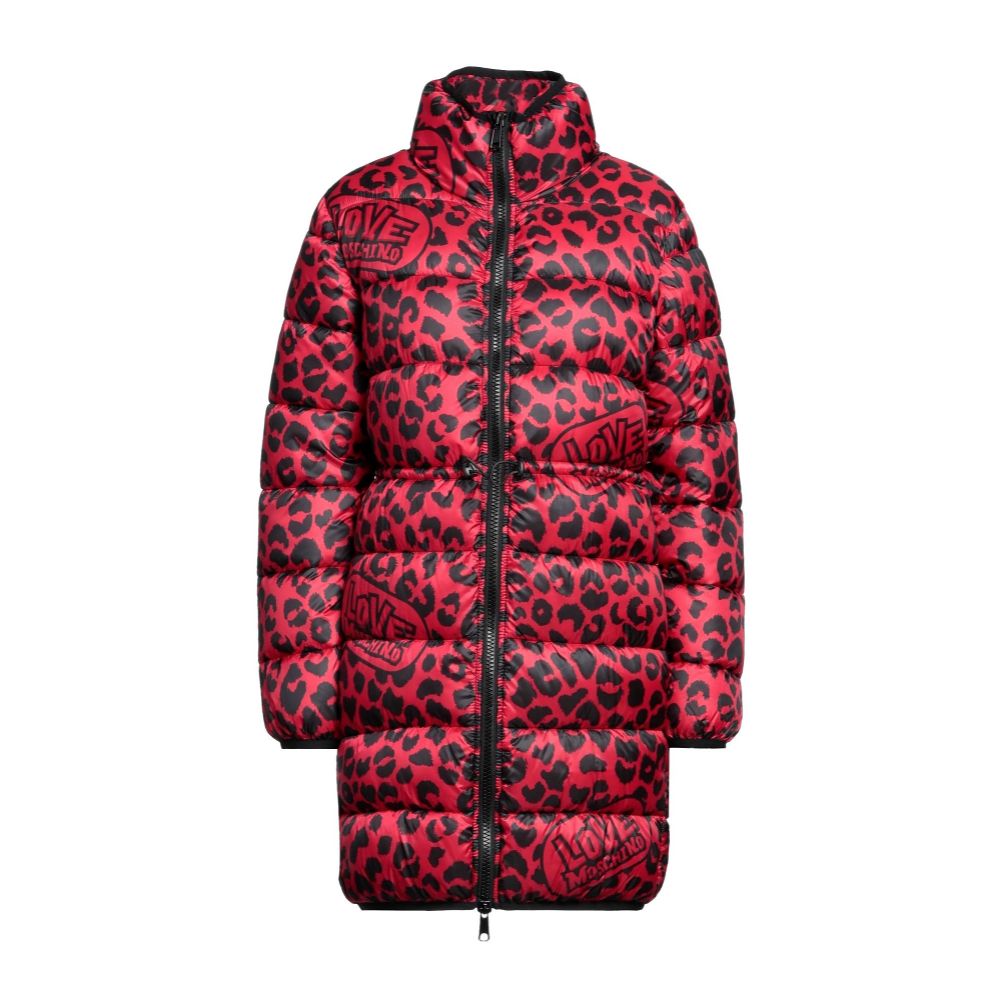 Schicke lange Daunenjacke mit Leopardenmuster