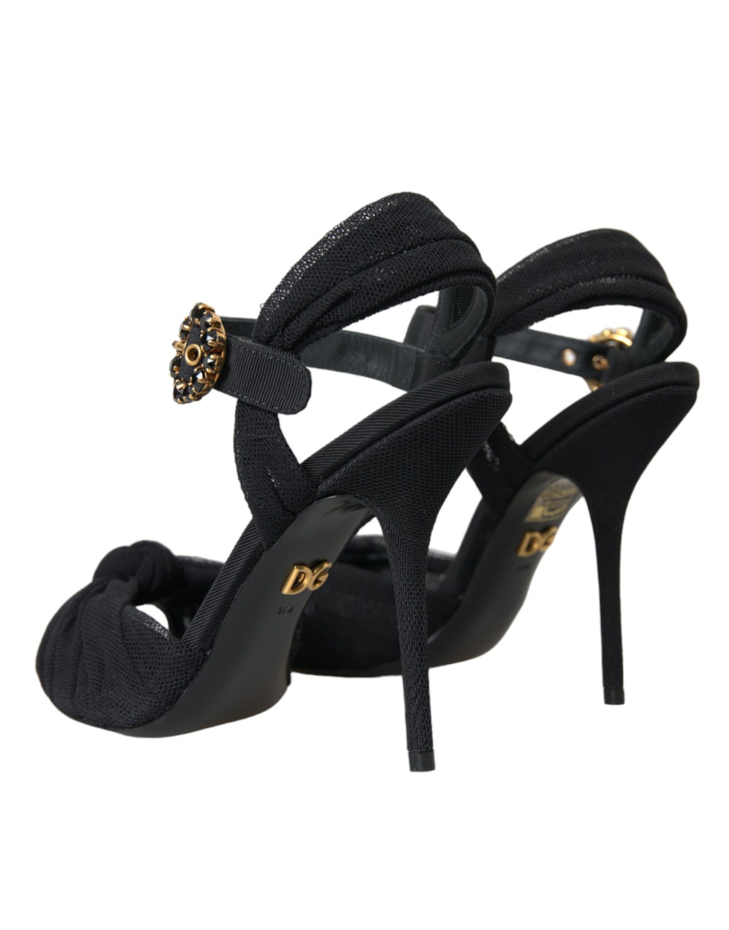 Schwarze Wildleder verziert Heels Sandalen Schuhe