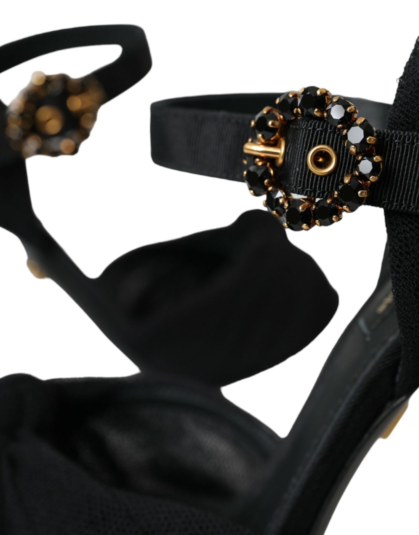 Schwarze Wildleder verziert Heels Sandalen Schuhe