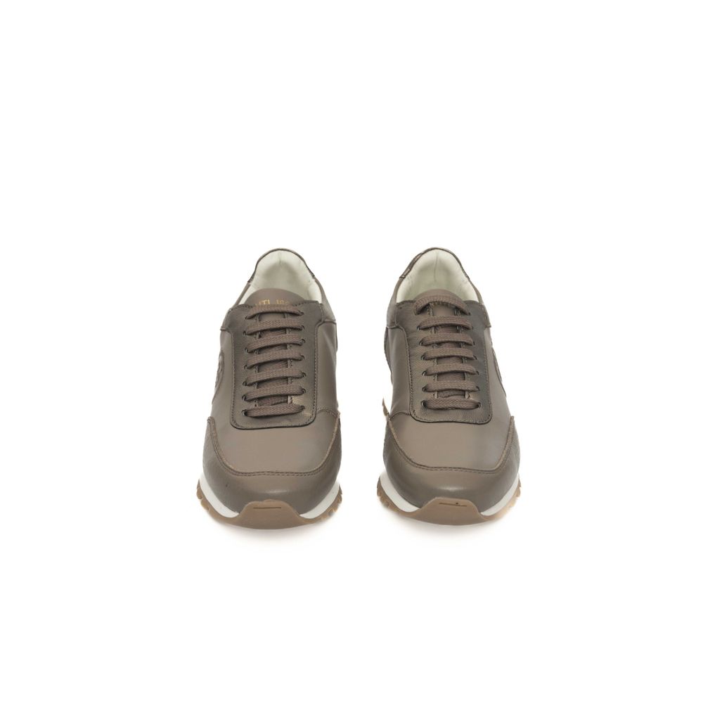 Beigefarbene Damen-Sneaker aus Rindsleder