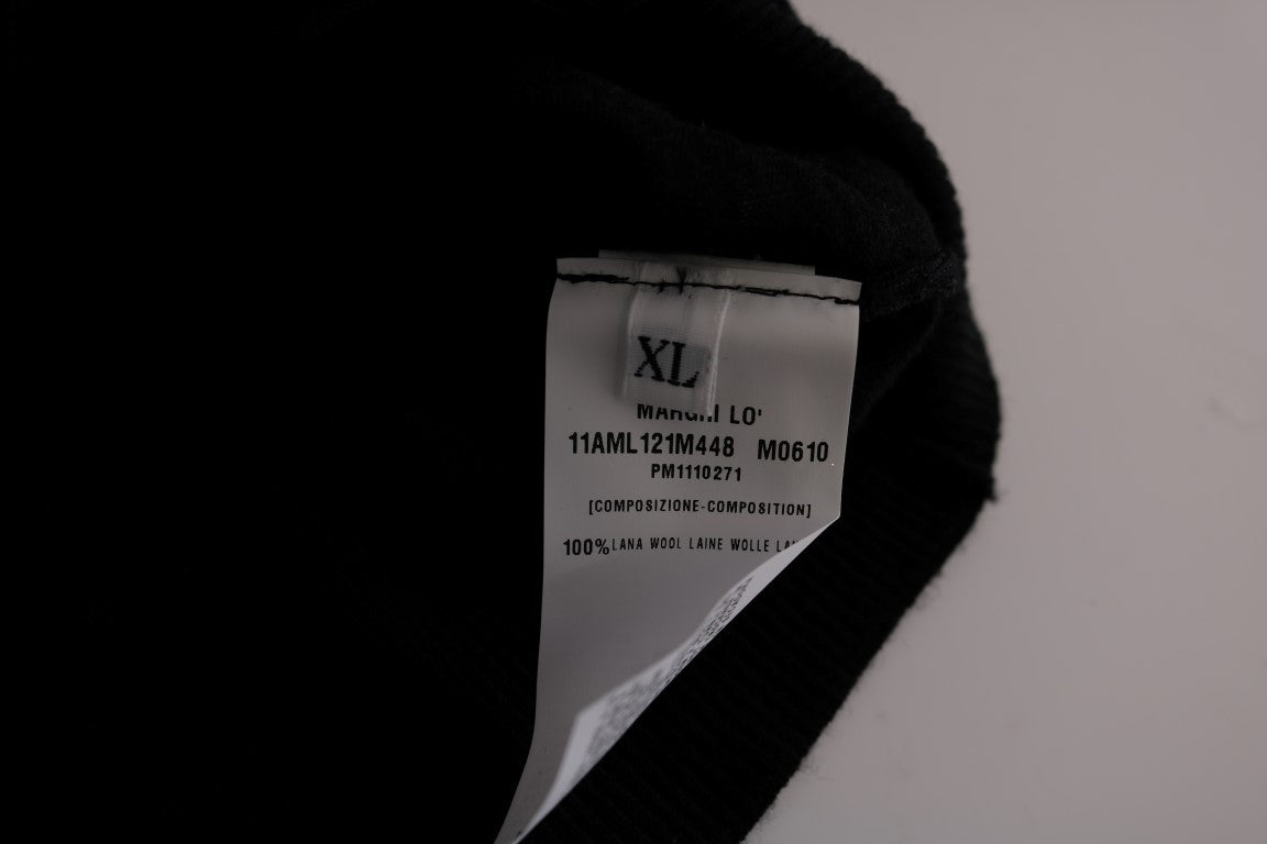 Schwarzer Wollblusenpullover