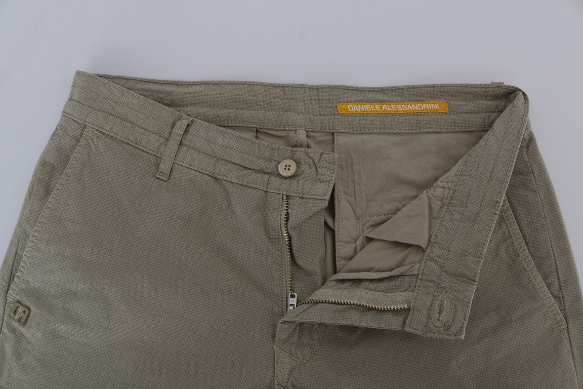 Beigefarbene Slim Fit-Chinos aus Baumwollstretch