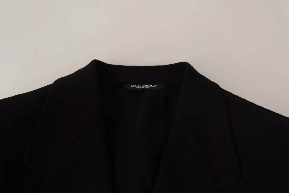 Schwarzer Slim Fit Wollmantel, Jacke, Blazer