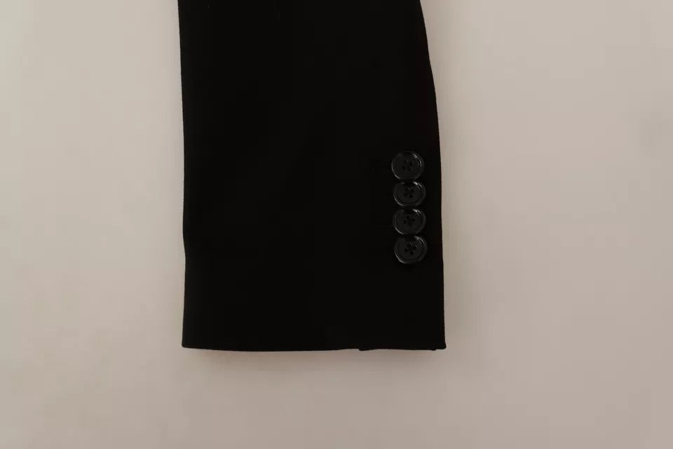 Schwarzer Slim Fit Wollmantel, Jacke, Blazer