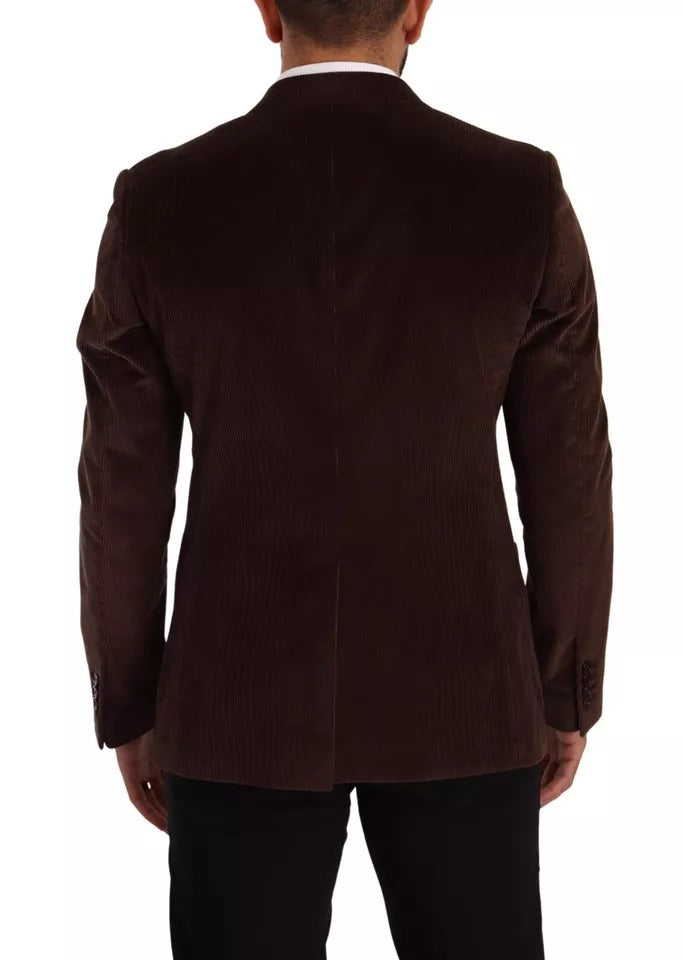 Brauner Cord-Slim-Fit-Mantel mit DG-Logo-Blazer