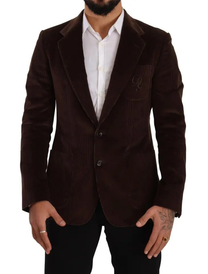 Brauner Cord-Slim-Fit-Mantel mit DG-Logo-Blazer