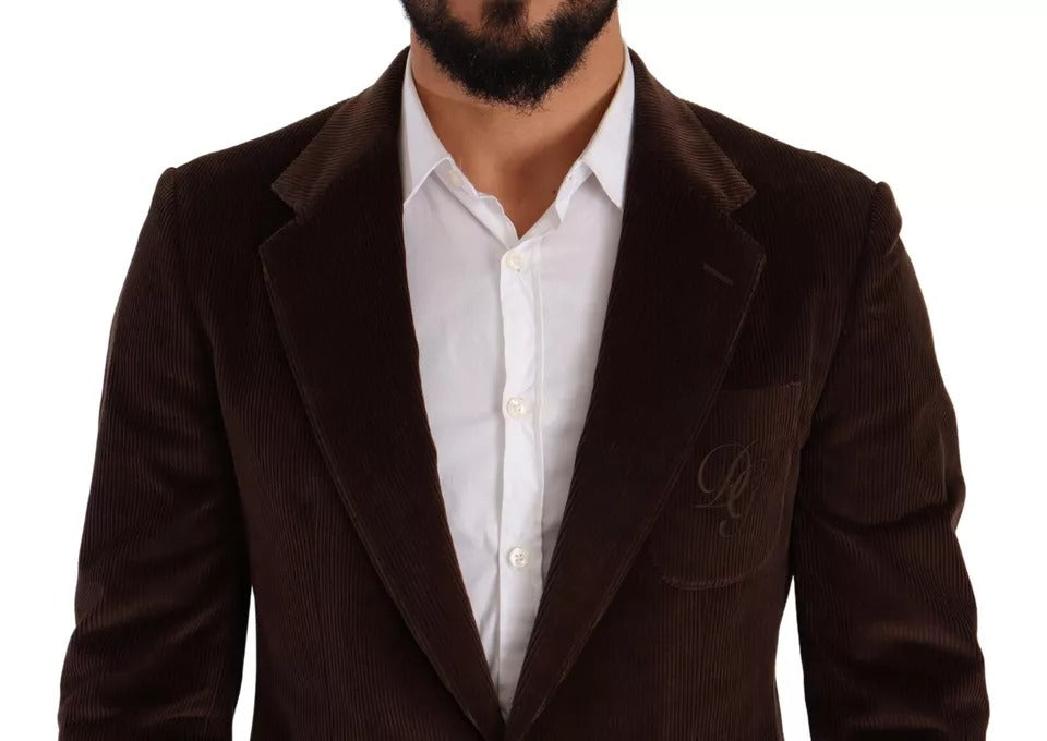 Brauner Cord-Slim-Fit-Mantel mit DG-Logo-Blazer