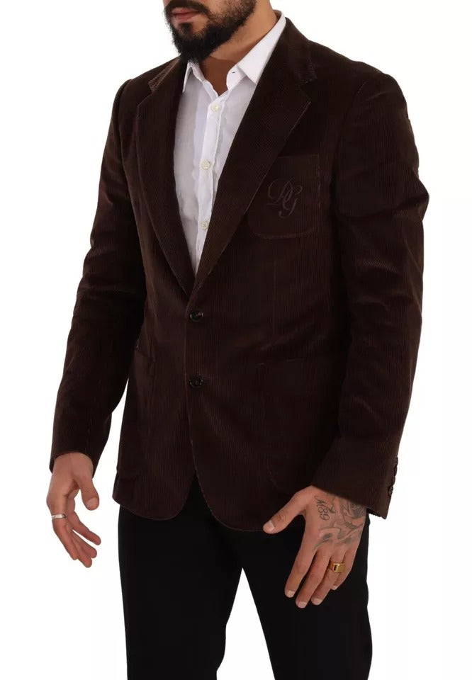 Brauner Cord-Slim-Fit-Mantel mit DG-Logo-Blazer