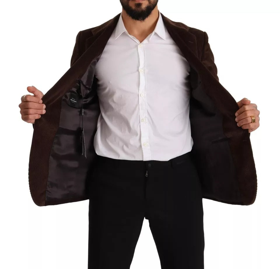 Brauner Cord-Slim-Fit-Mantel mit DG-Logo-Blazer