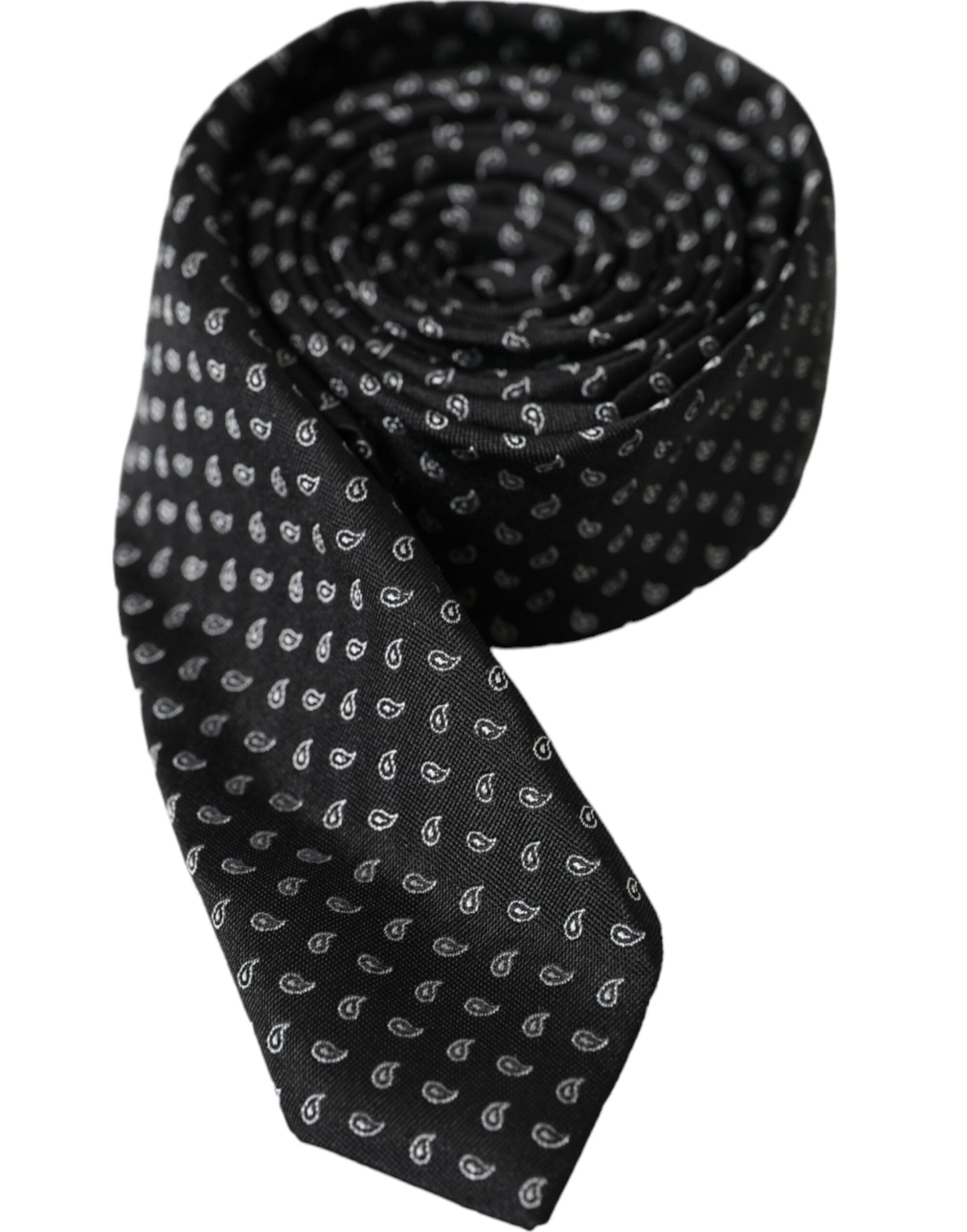 Schwarze, verstellbare Herrenkrawatte aus Seide mit Jacquardmuster