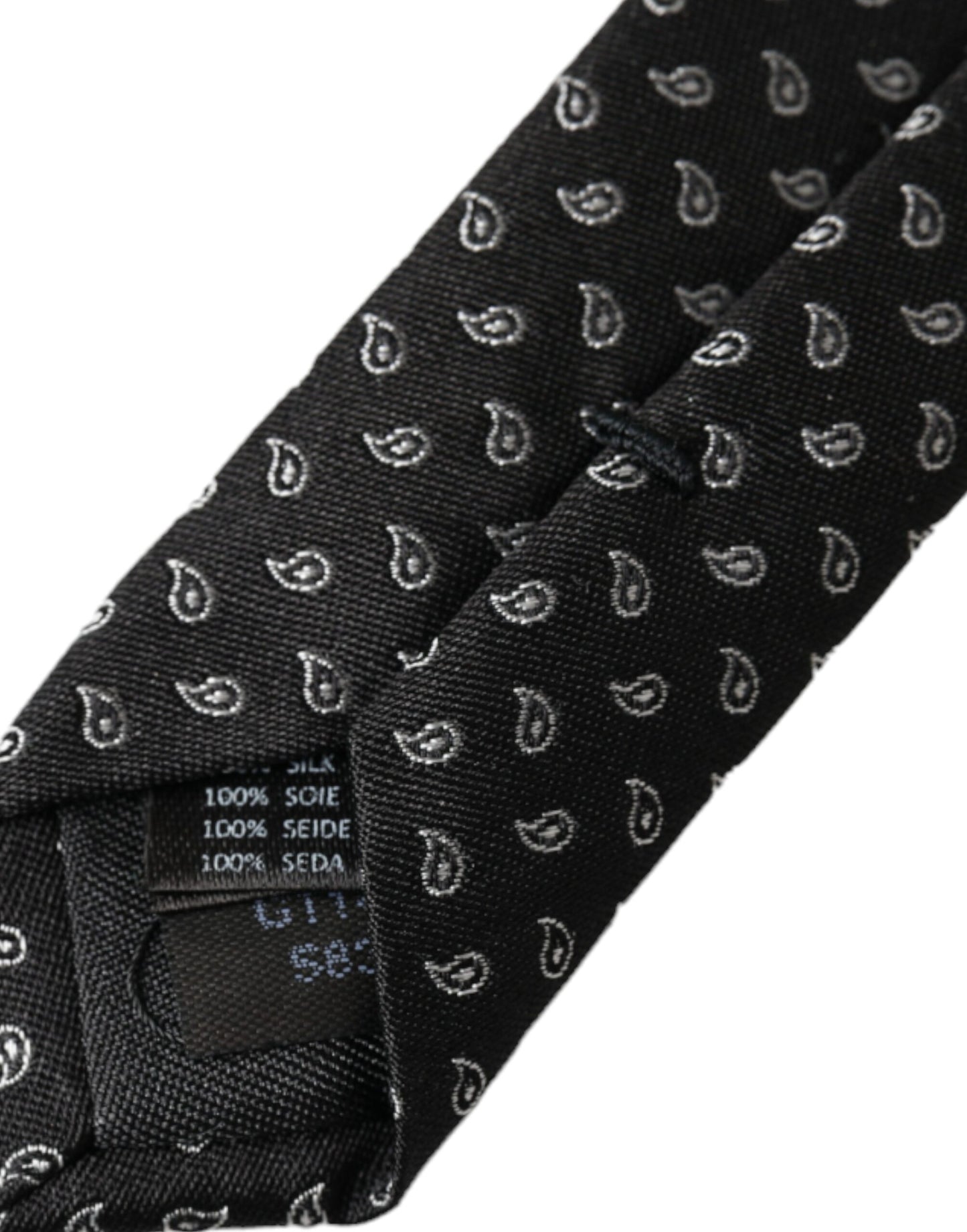 Schwarze, verstellbare Herrenkrawatte aus Seide mit Jacquardmuster