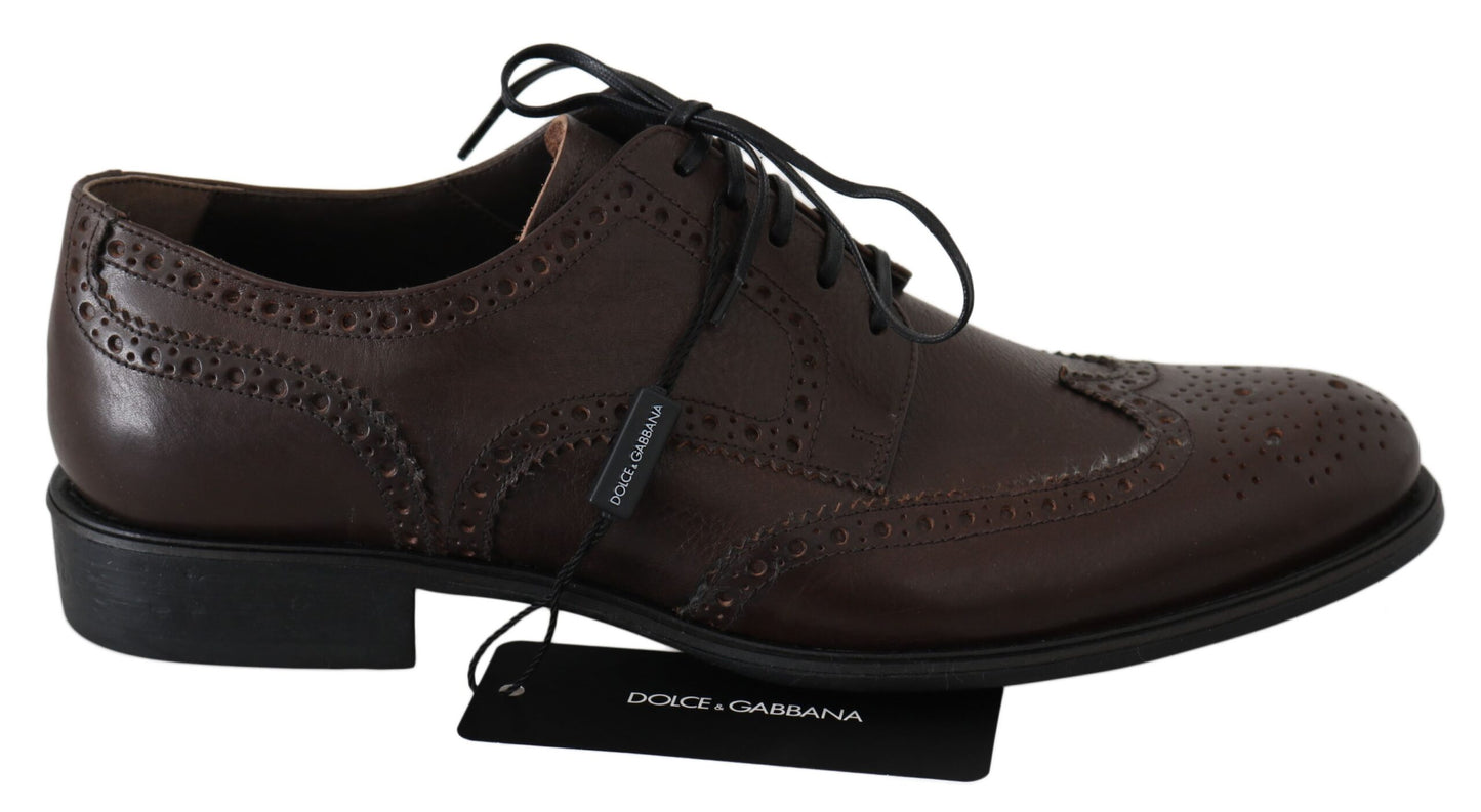 Braune Brogue-Derby-Schuhe aus Leder