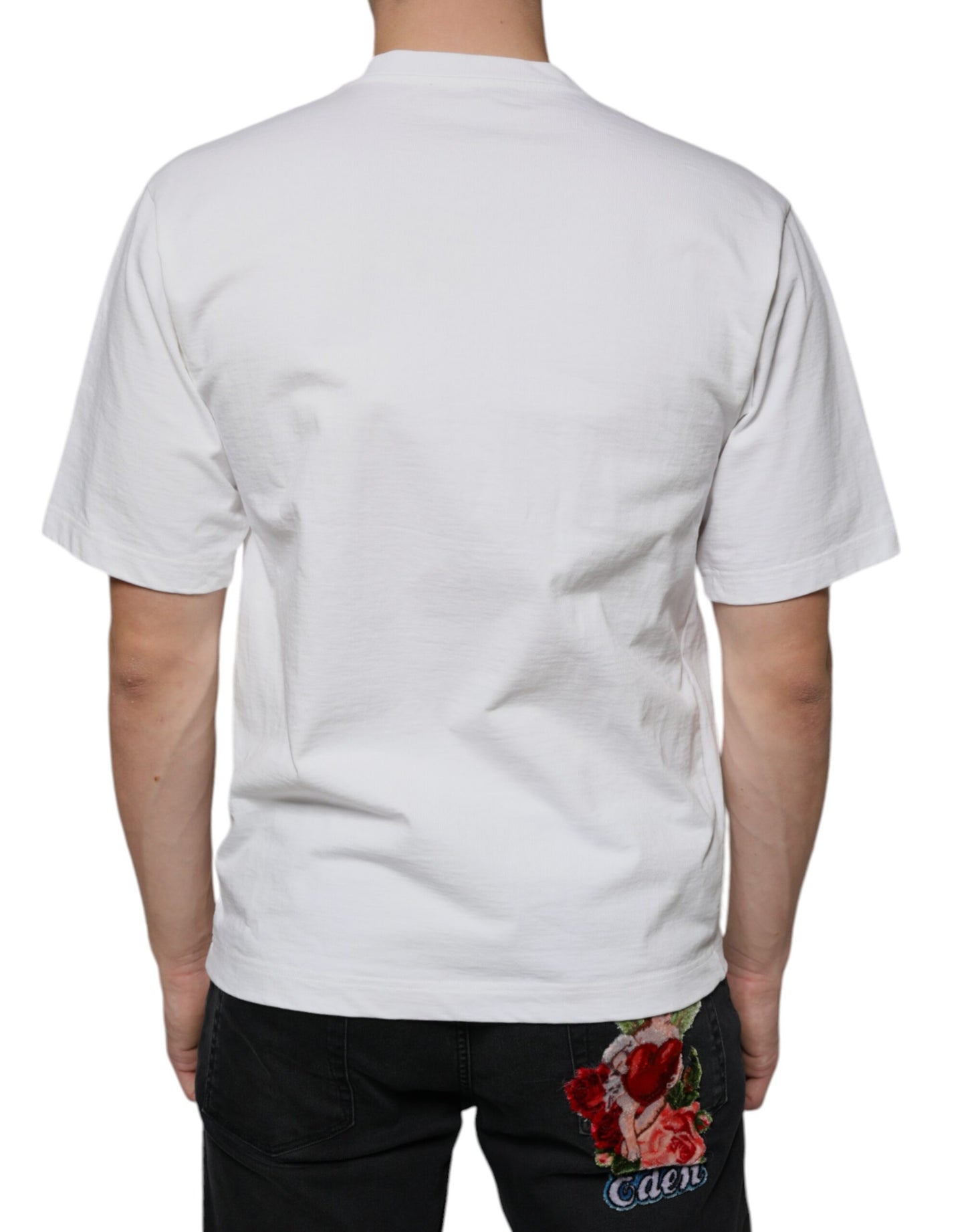 Weißes lässiges T-Shirt aus Baumwolle mit DG-Logo-Print