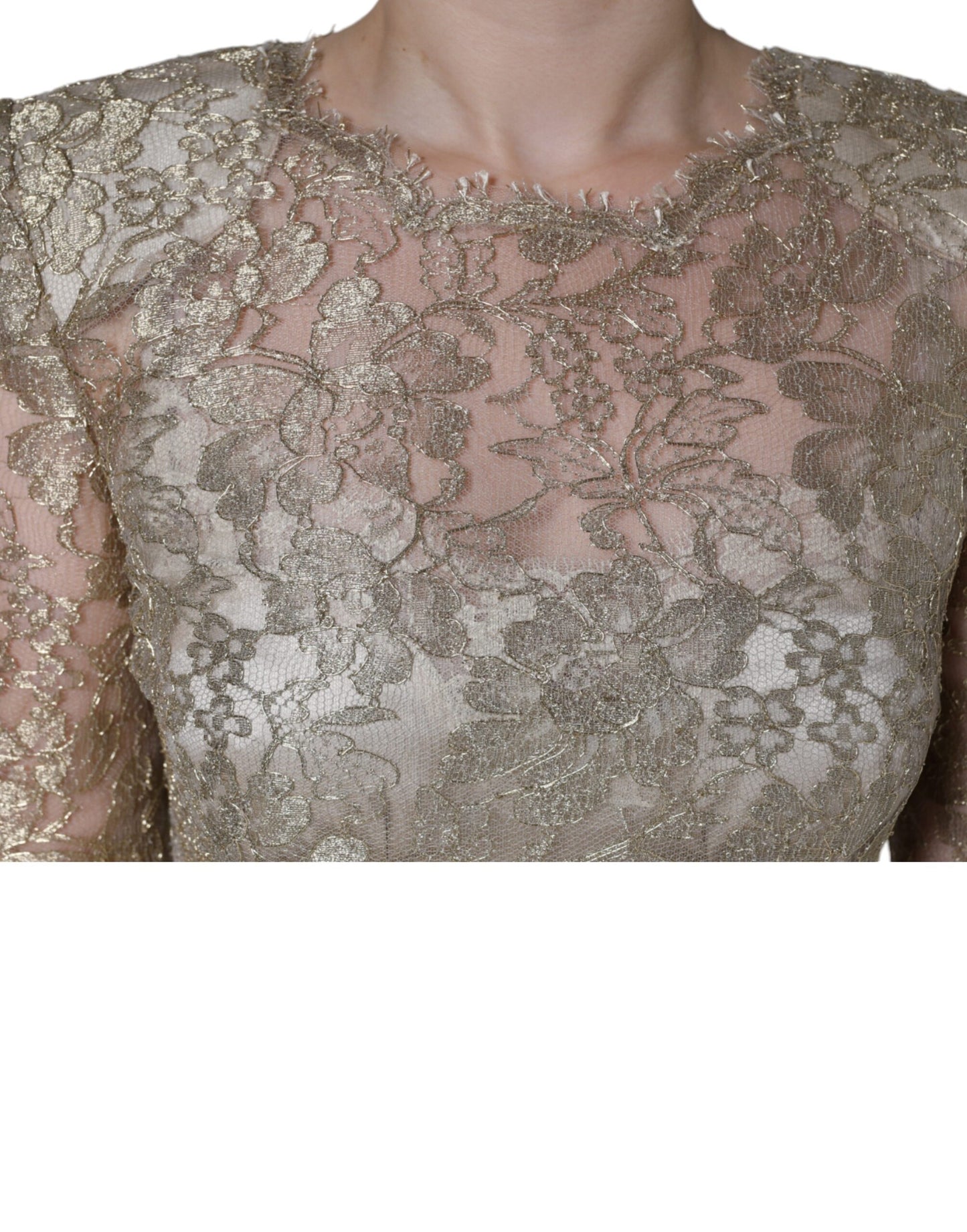 Goldfarbenes A-Linien-Etui-Minikleid mit Blumenspitze