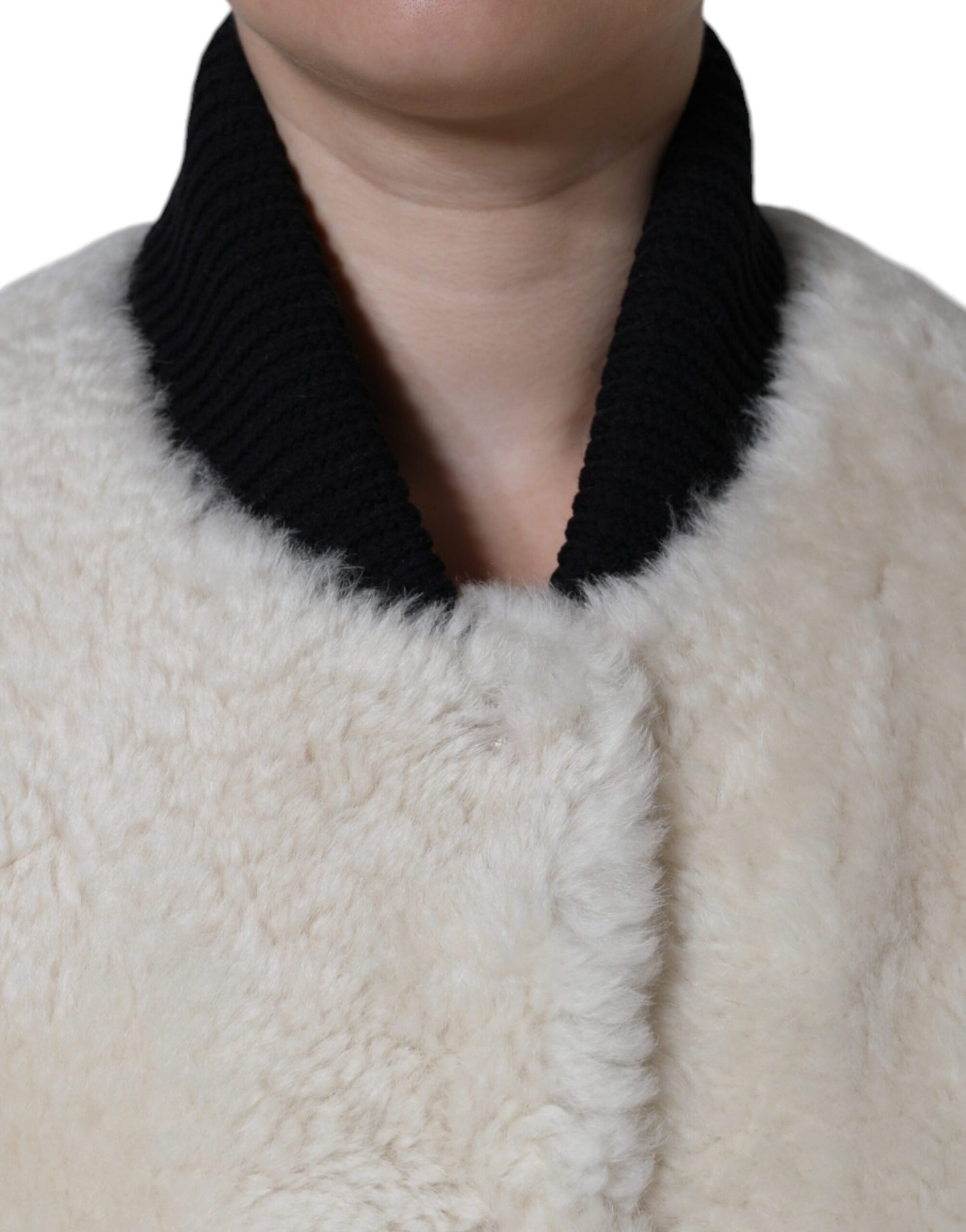 Weiße WARRENFORD Shearling Lederweste Manteljacke